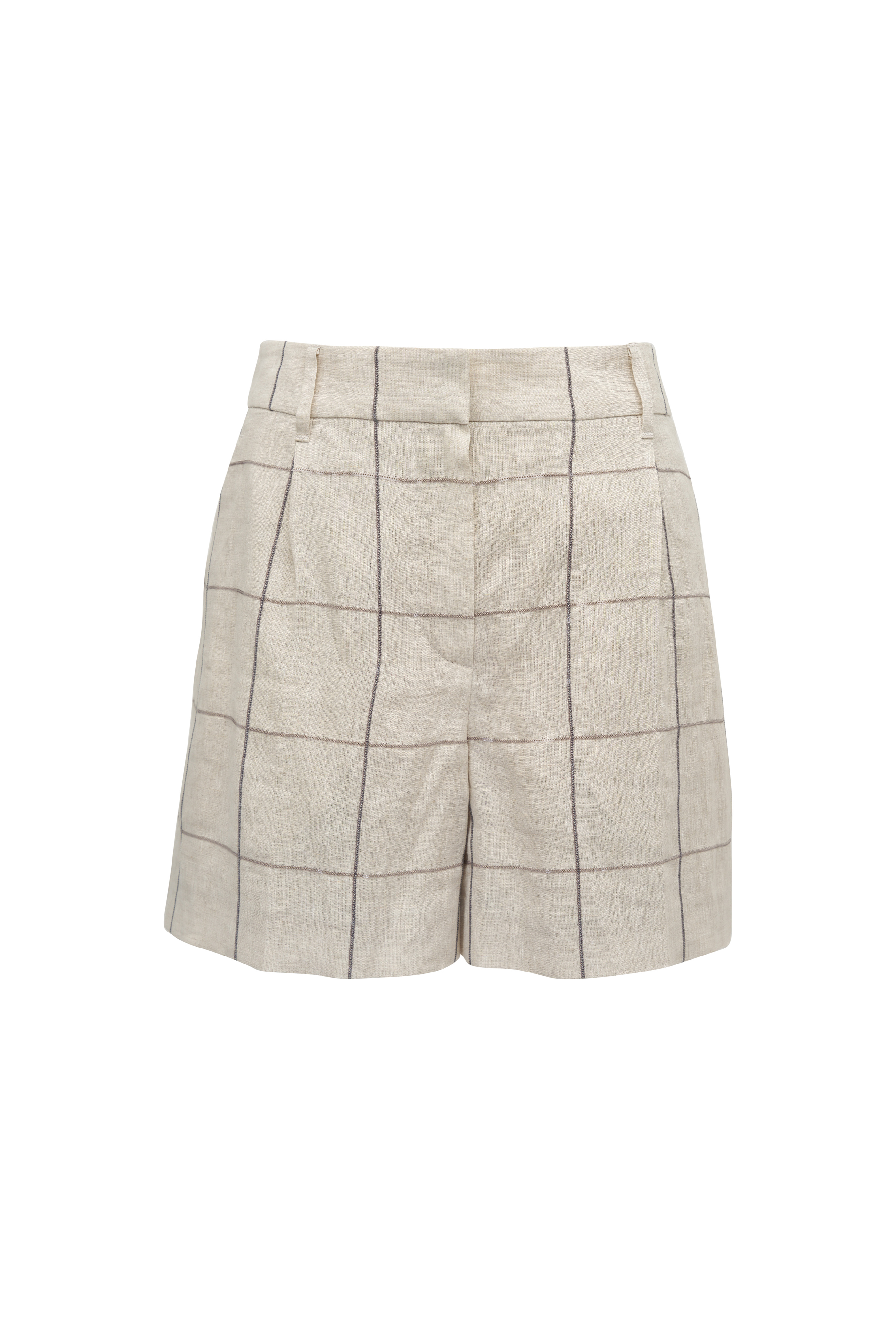 ショーツ BRUNELLO CUCINELLI LINEN SHORTS Brunello Cucinelli - White Linen Cuffed Front Seam Shorts