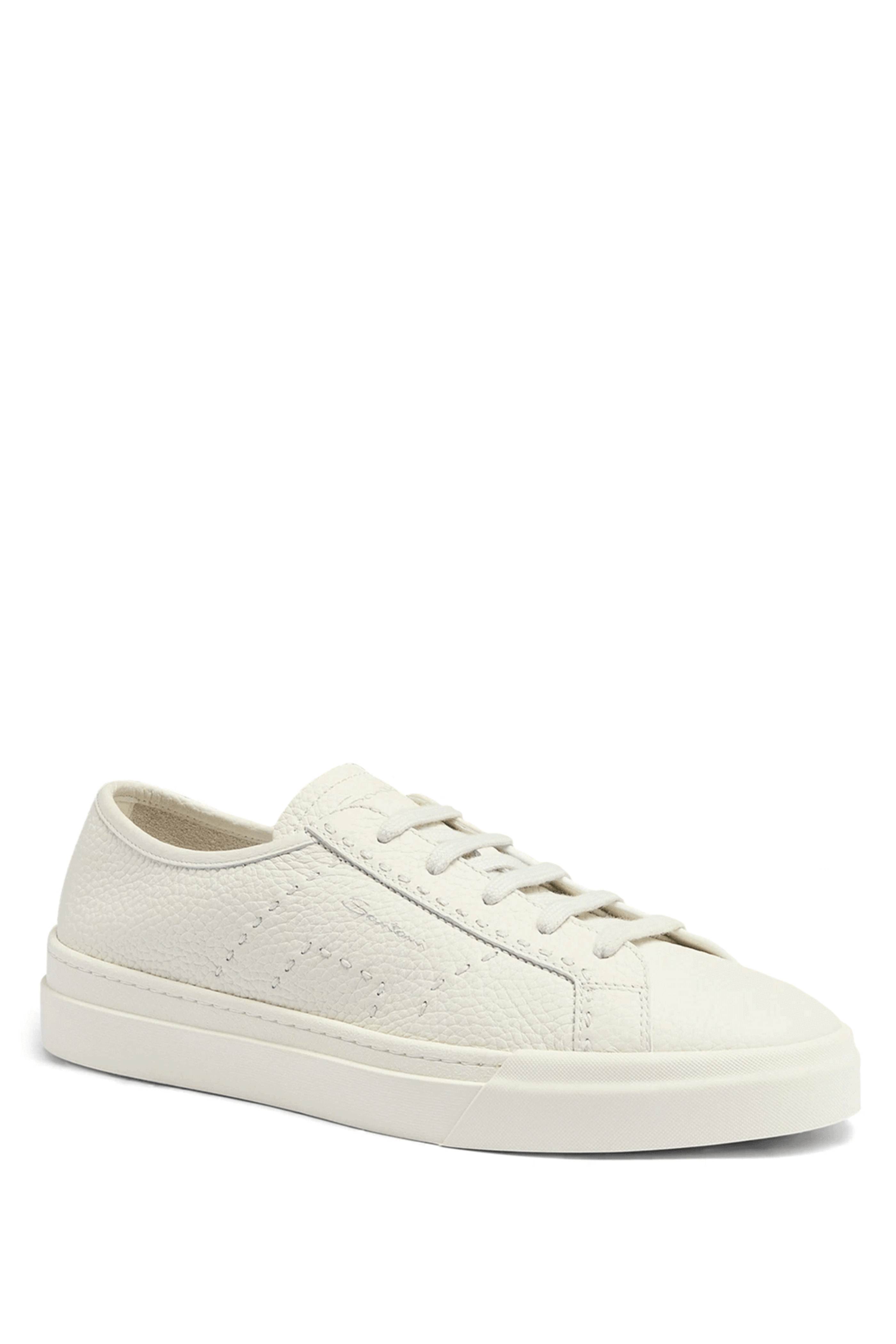 Santoni - DBS1 Sneaker in White and Light Brown | Mitchell