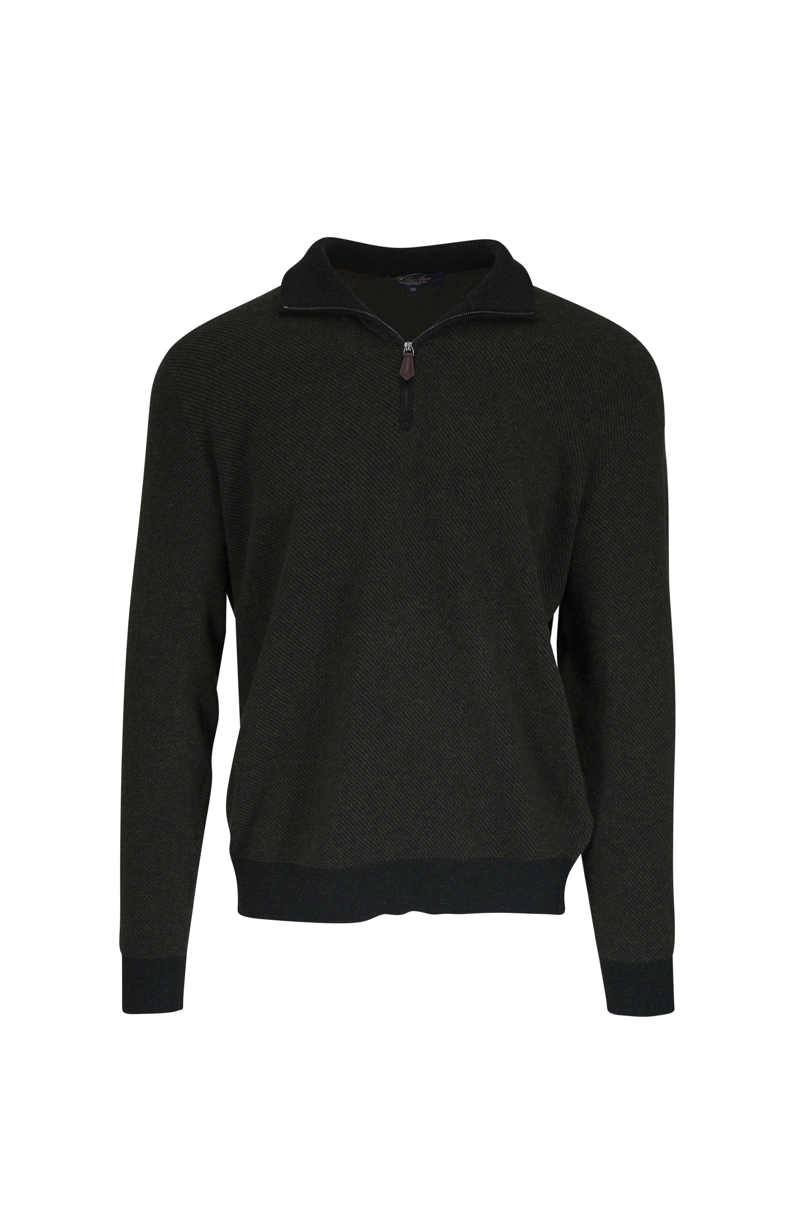 Loro Piana グリーントップス Loro Piana - Cypress Green Cashmere Quarter Zip Pullover