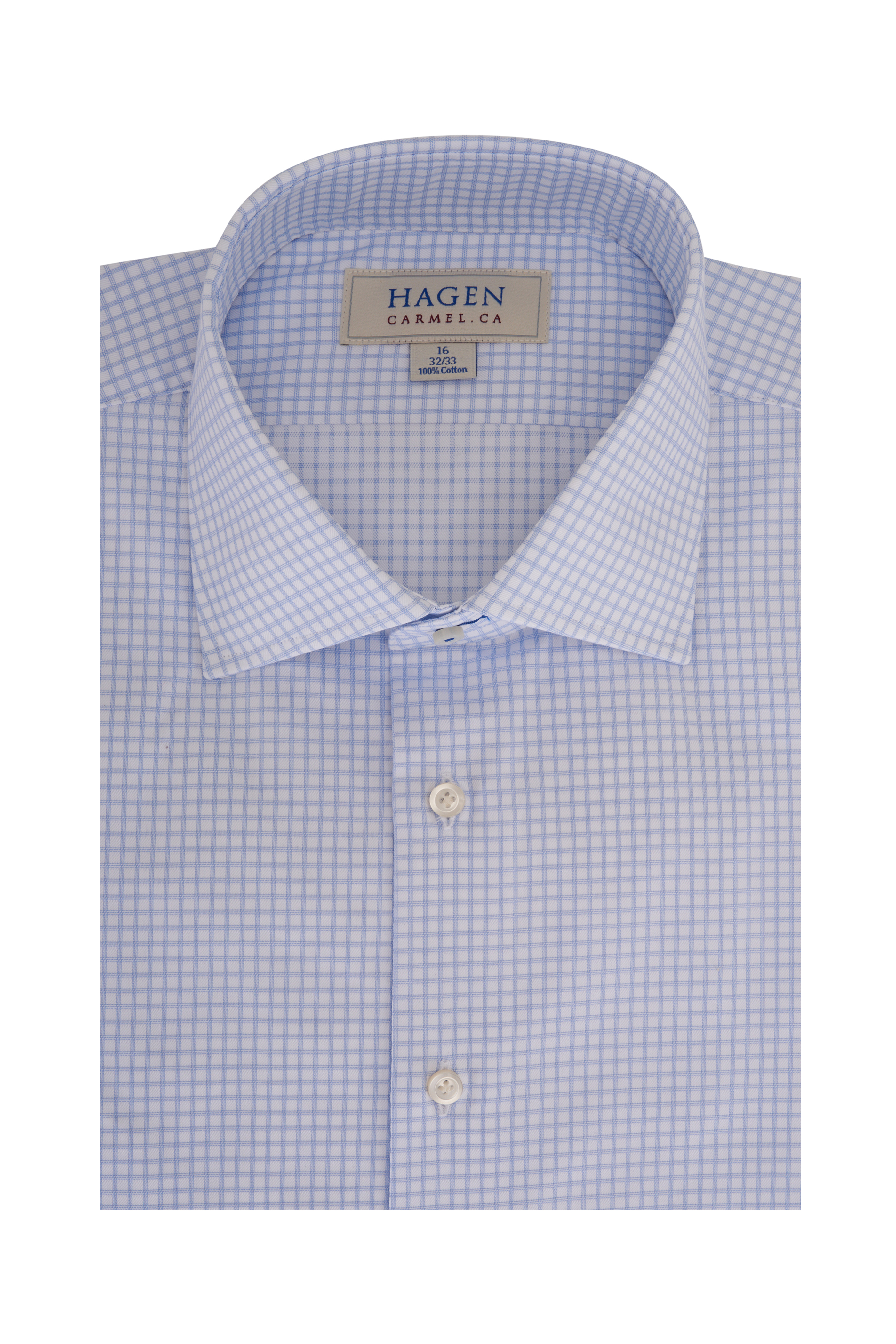 Hagen Shirts - Light Brown & Blue Check Cotton Dress Shirt