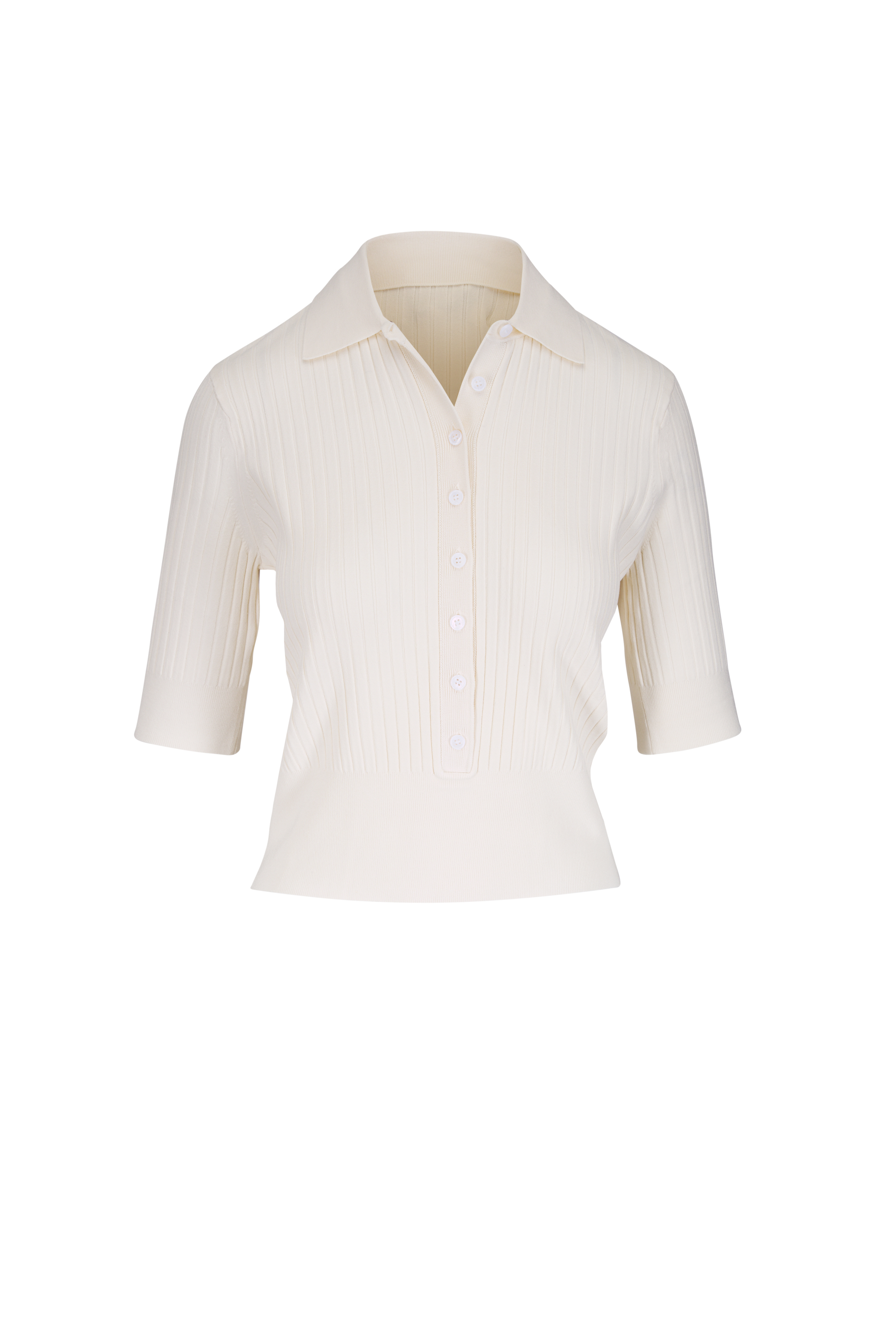 TWP - Blue Flower Cashmere Open Knit Polo | Mitchell Stores
