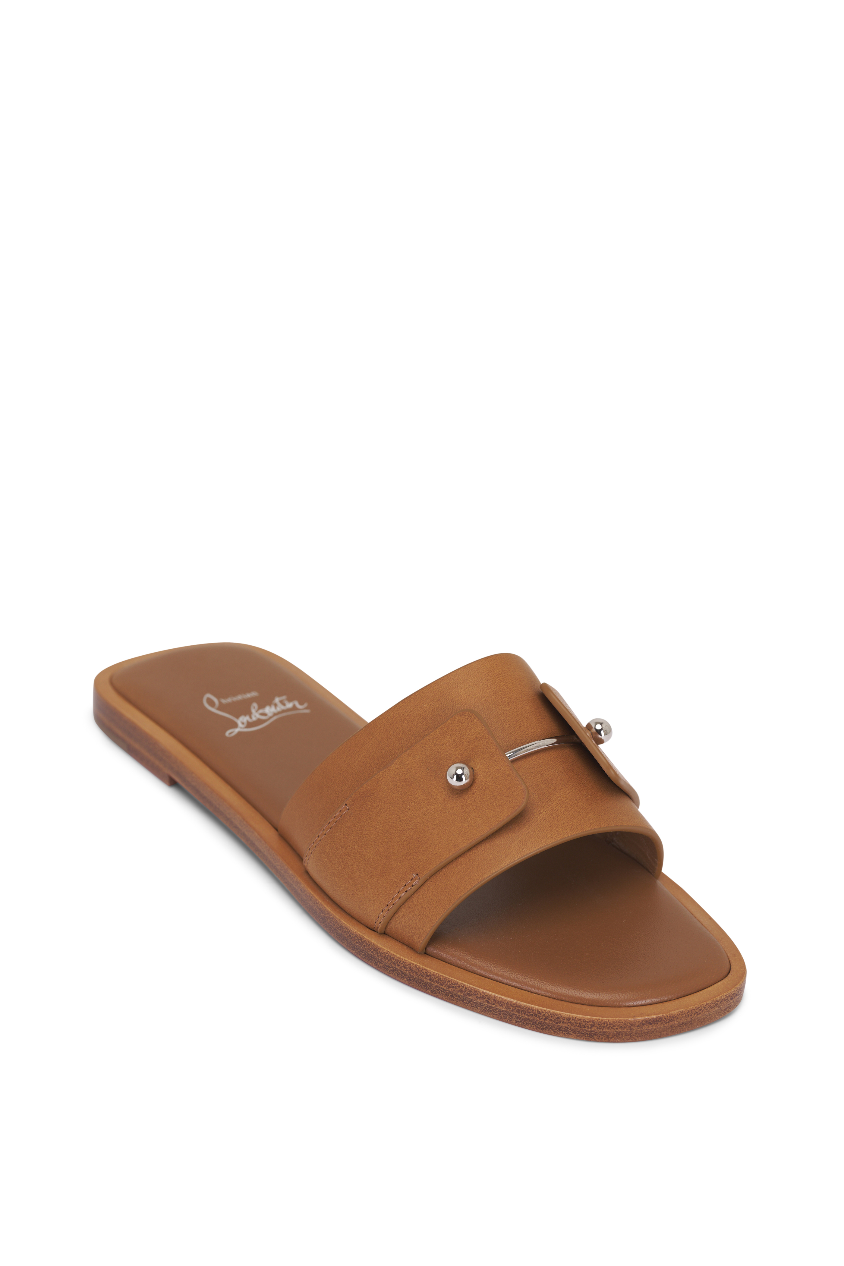 サンダル・ミュール SAINT LAURENT LEATHER TRIBUTE FLATS Saint Laurent - Tribute Black Leather Flat Slide