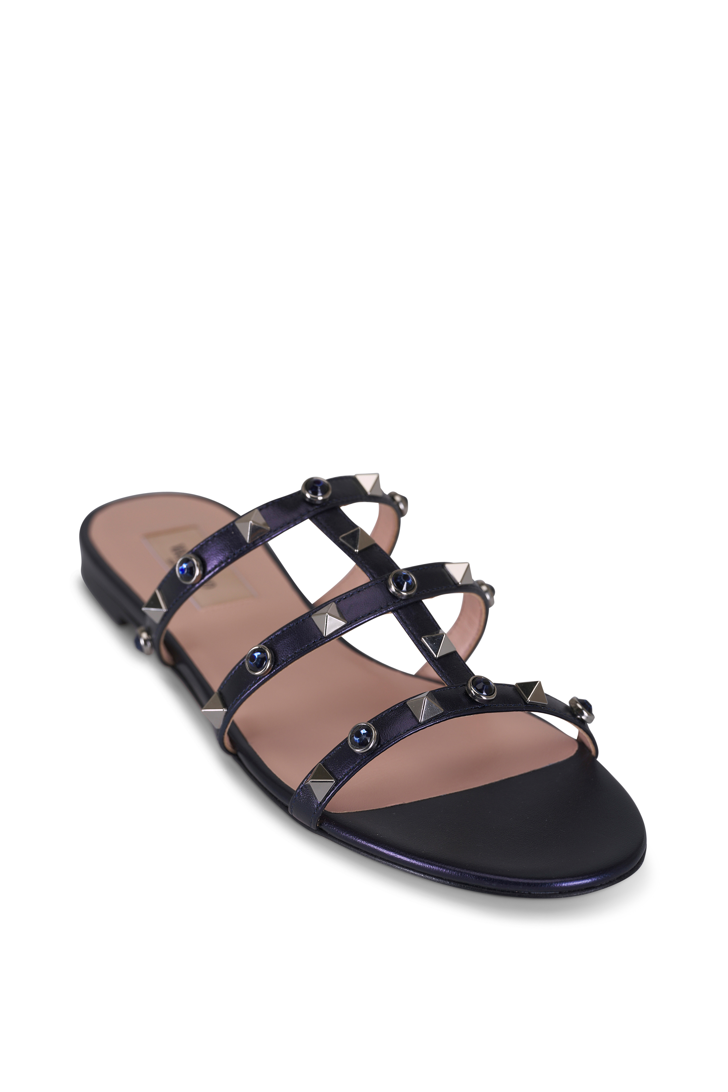 バレンチノローマ　アンサンブル Valentino Garavani - Pink Roman Stud Dual Band Slide