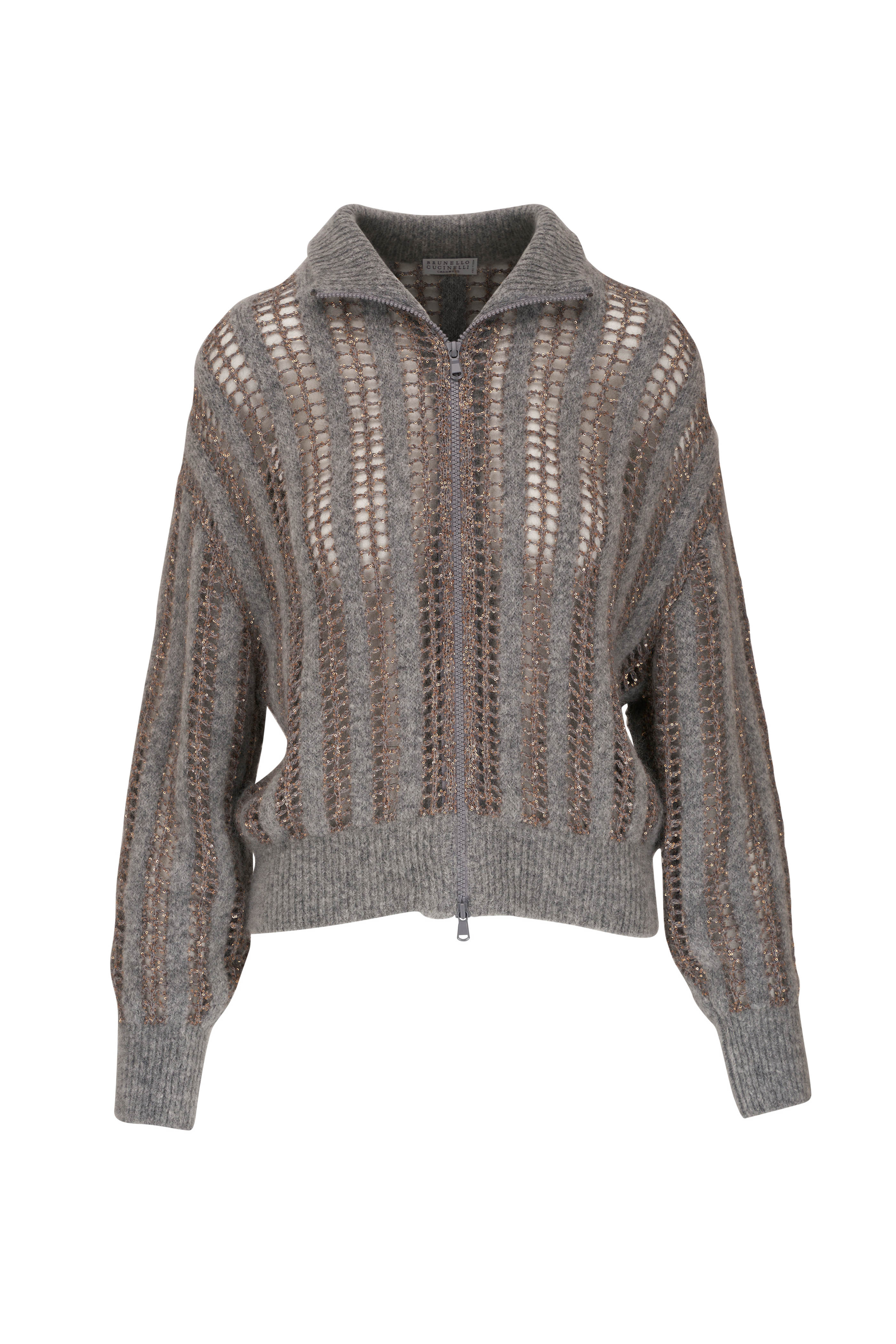 Brunello Cucinelli - Dazzling Medium Gray Net Cardigan
