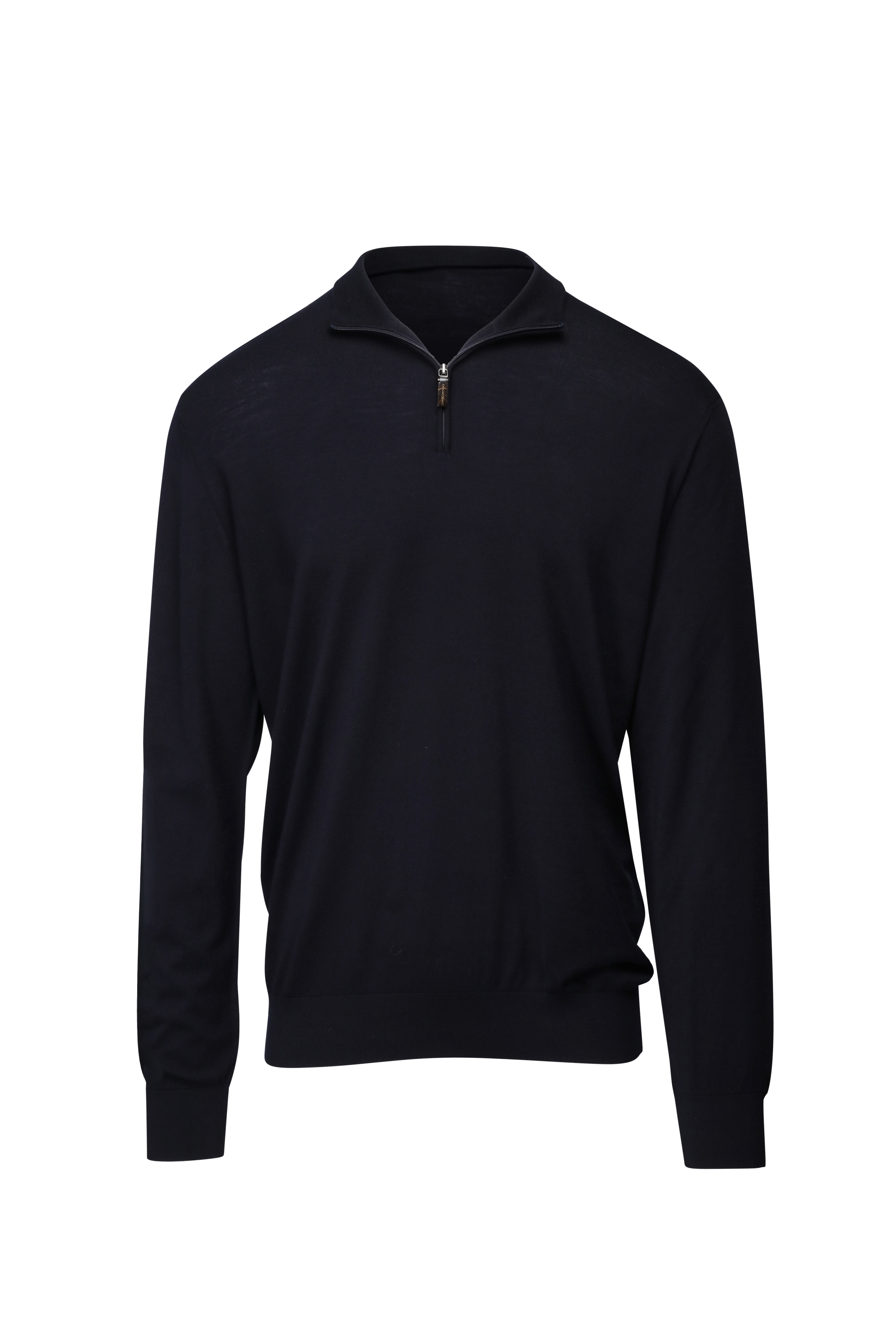 Thom Browne - Navy Blue Cotton Quarter Zip Pullover