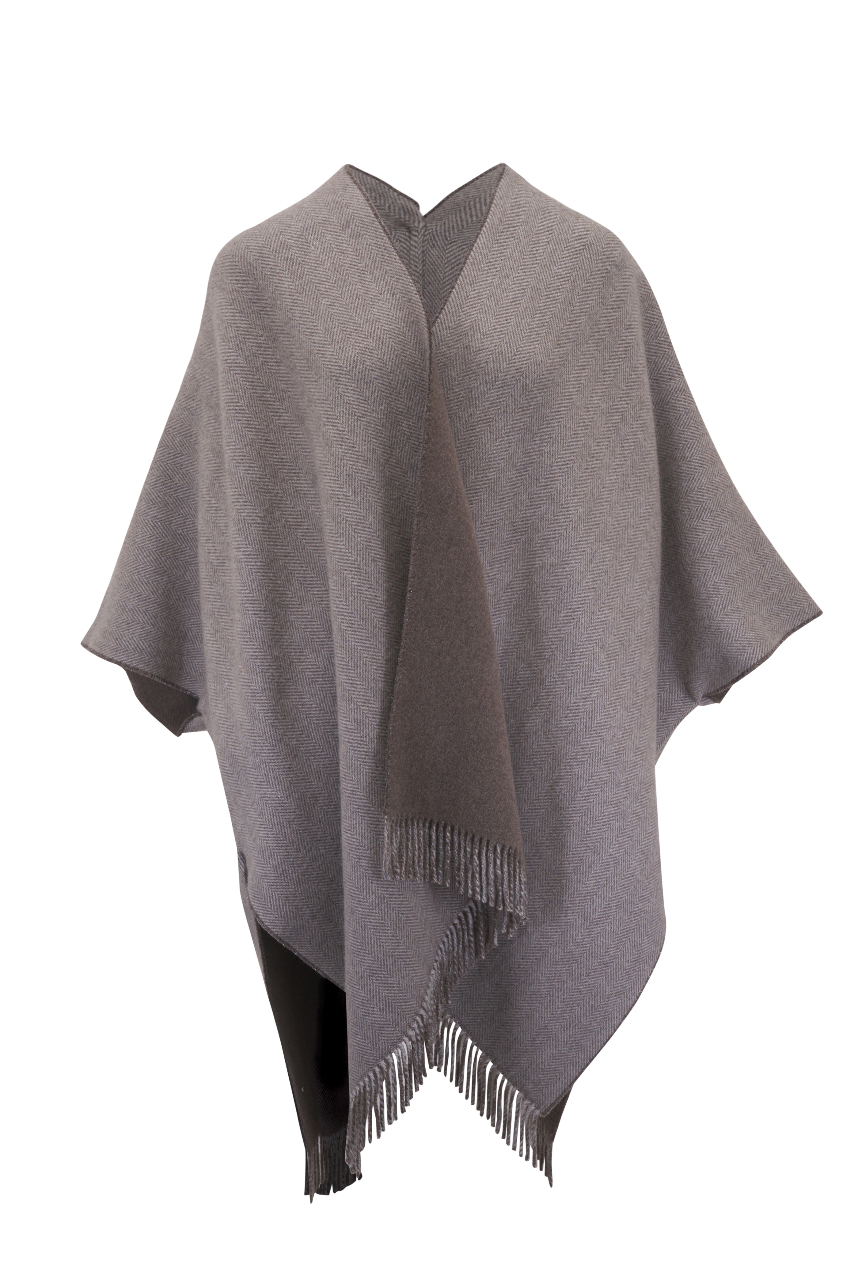 Brunello Cucinelli - Brown Wool & Cashmere Reversible Poncho