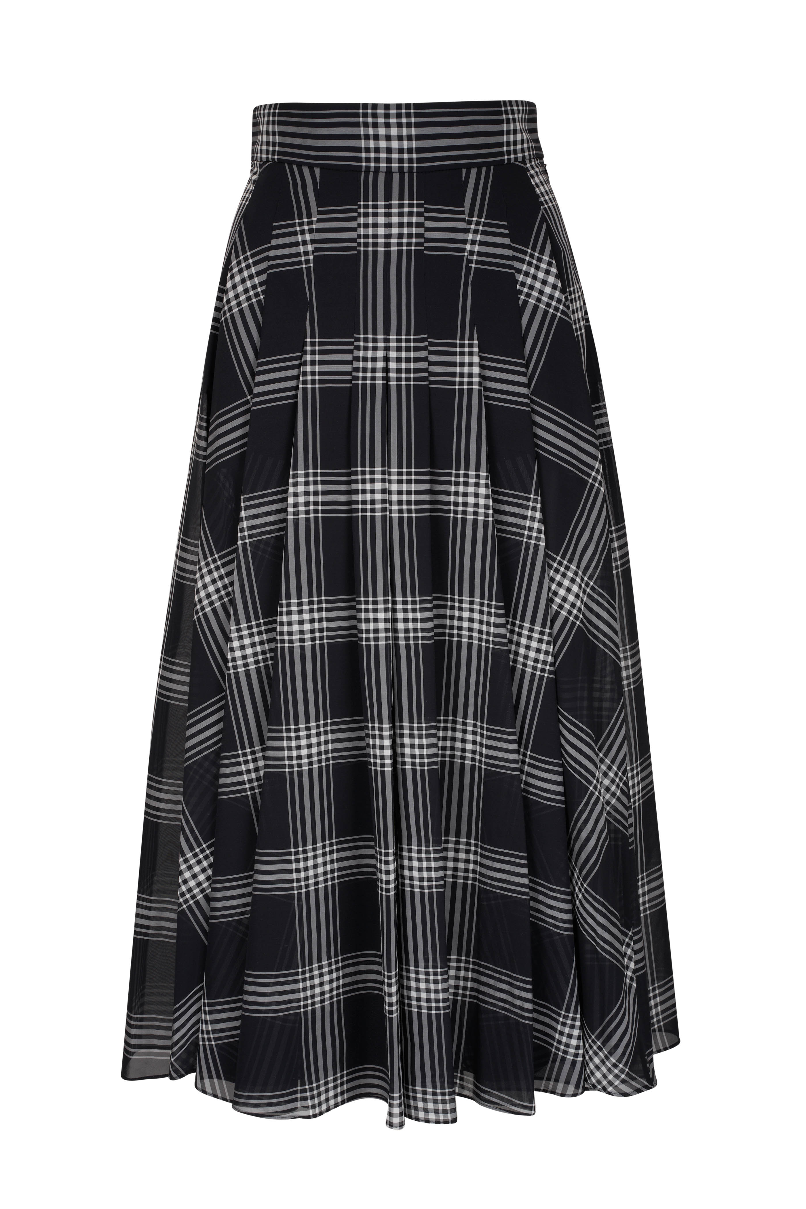 Akris - Ecru & Black Reversible Wool Check Pencil Skirt