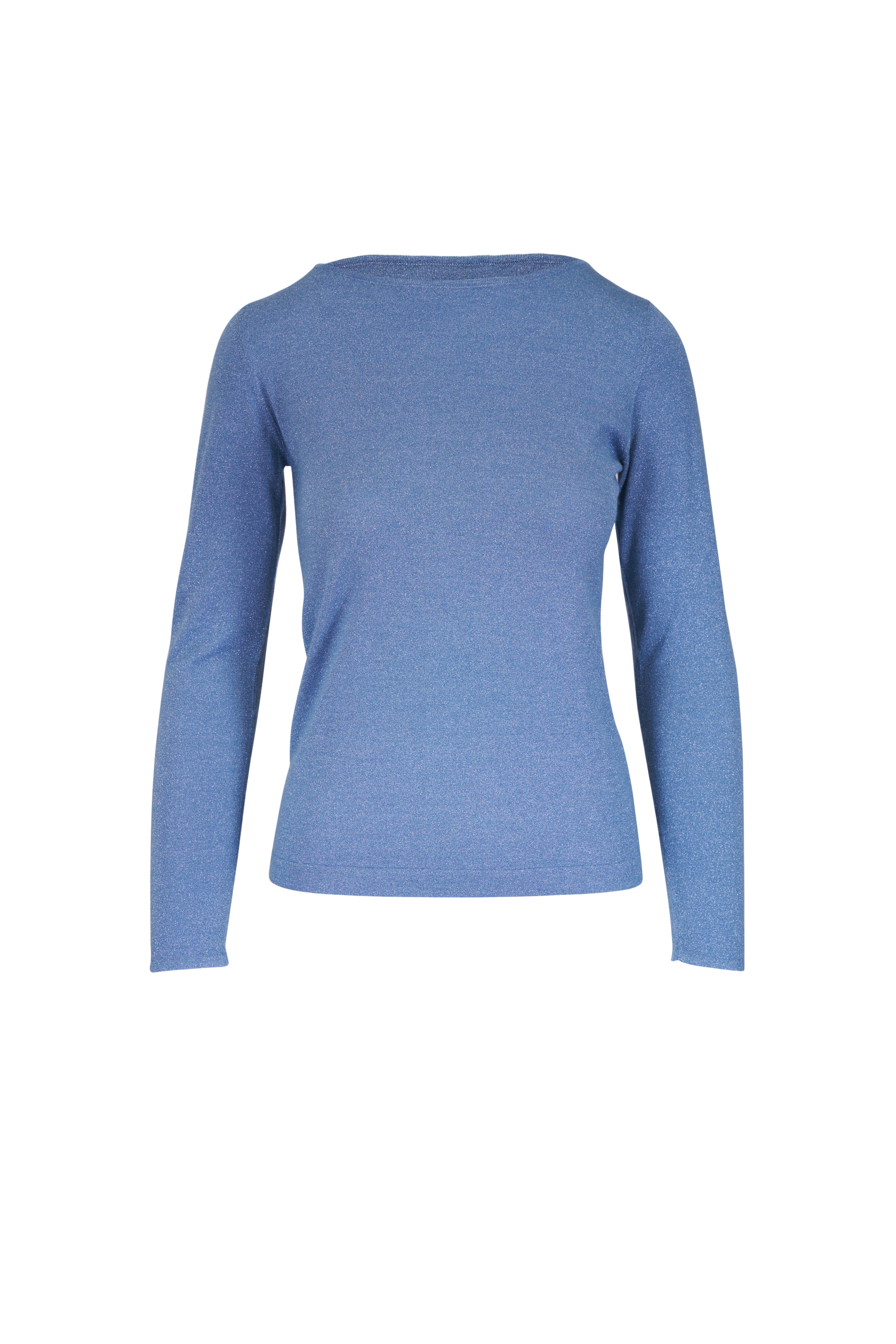 Brunello Cucinelli - Navy Blue Lurex Long Sleeve T-Shirt