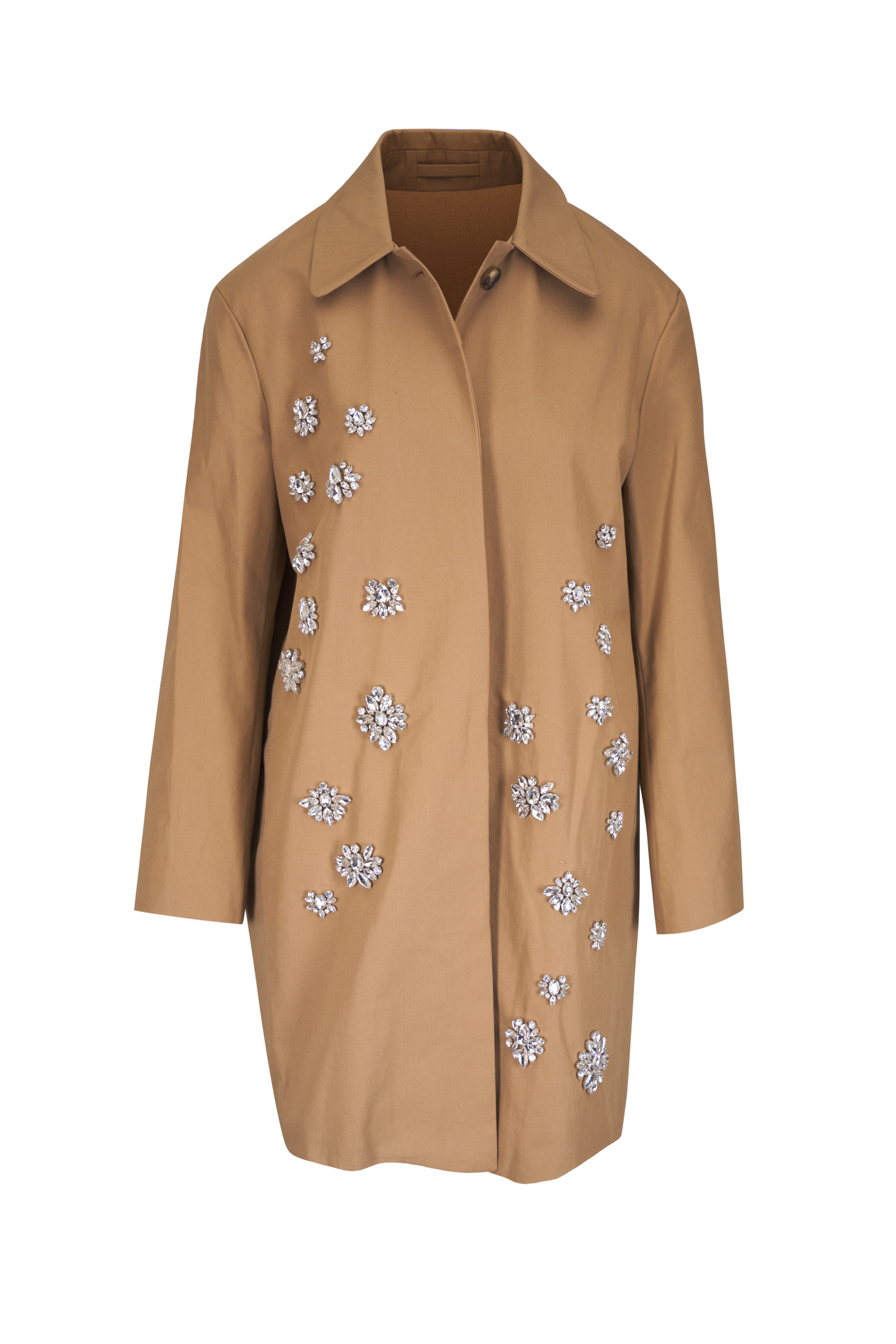 Tom Ford - Chalk & Black Leather Trim Trench Coat