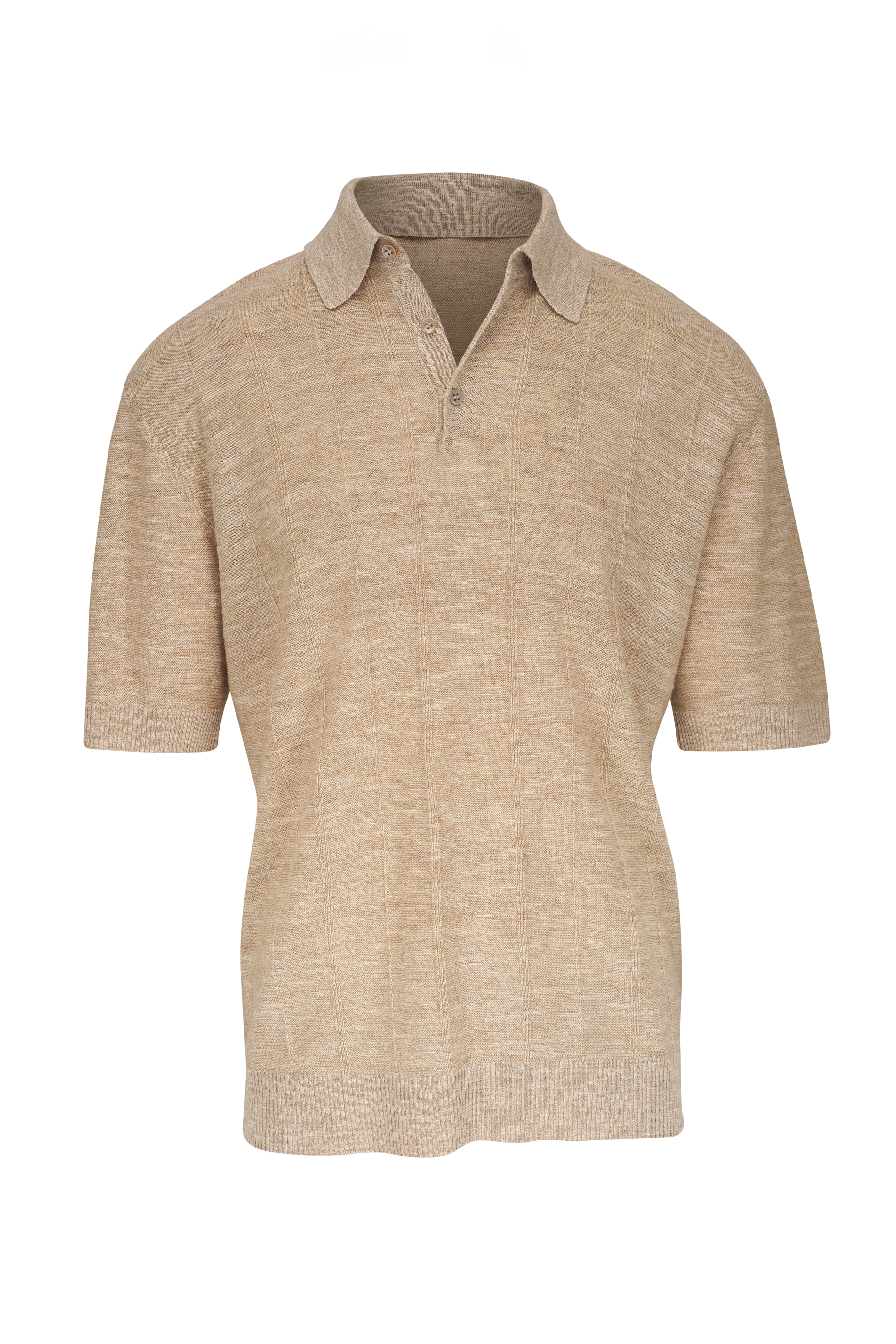 Loro Piana - Sand Cotton Long Sleeve Polo | Mitchell Stores