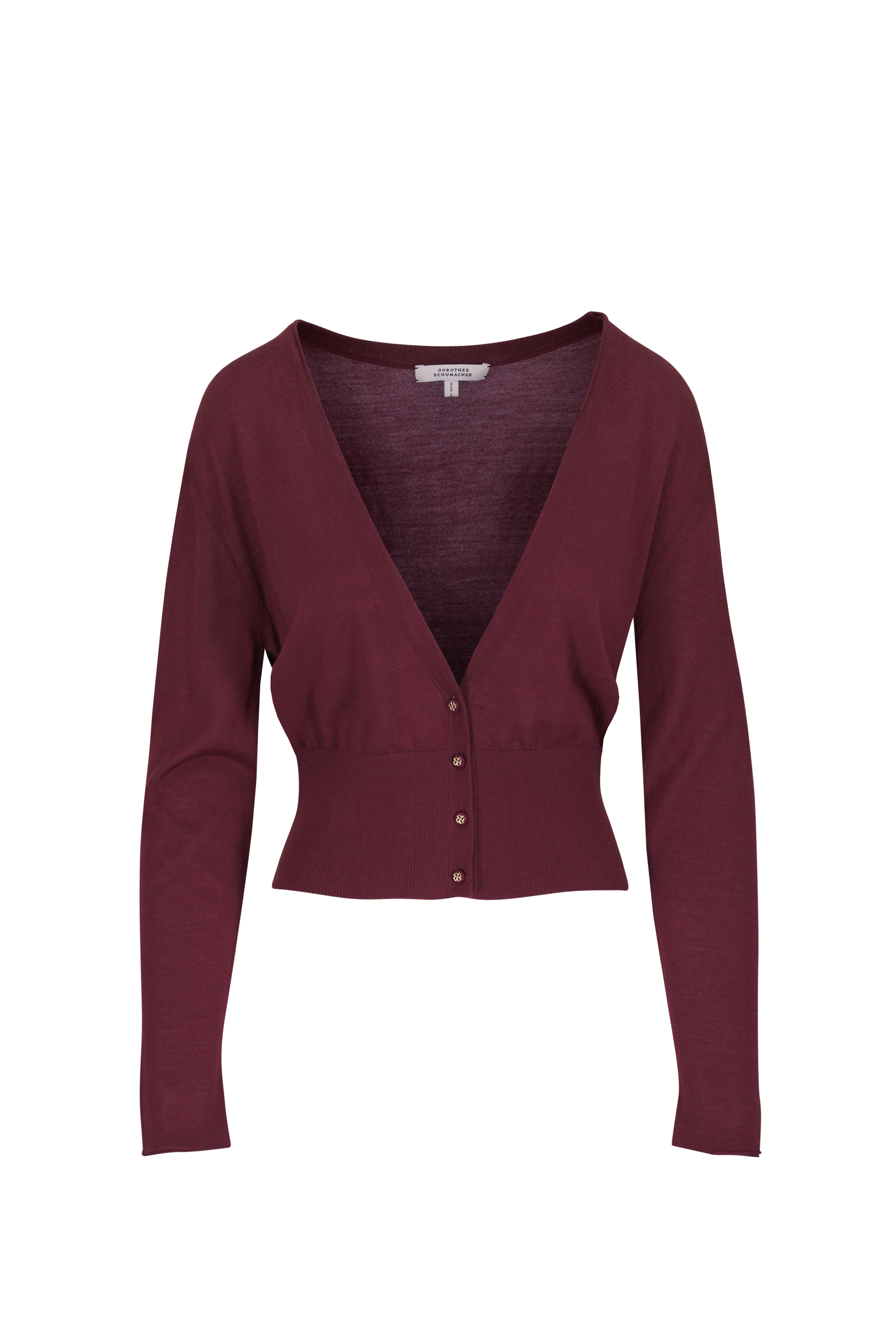 Adam Lippes - Glynis Bronze Silk Ribbed Crop Cardigan