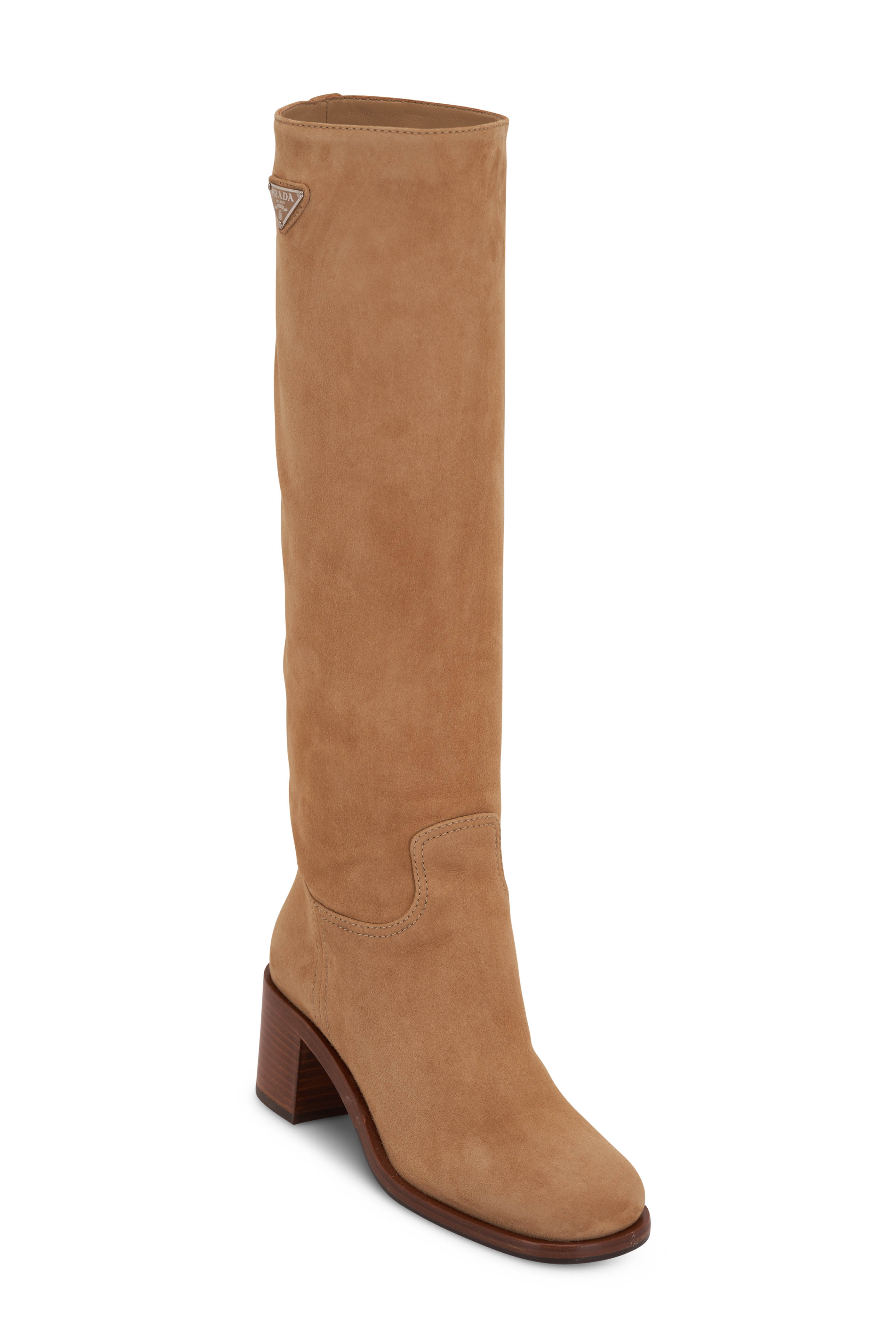 Aquatalia Remo Light Taupe Suede Tall Boot Mitchell Stores