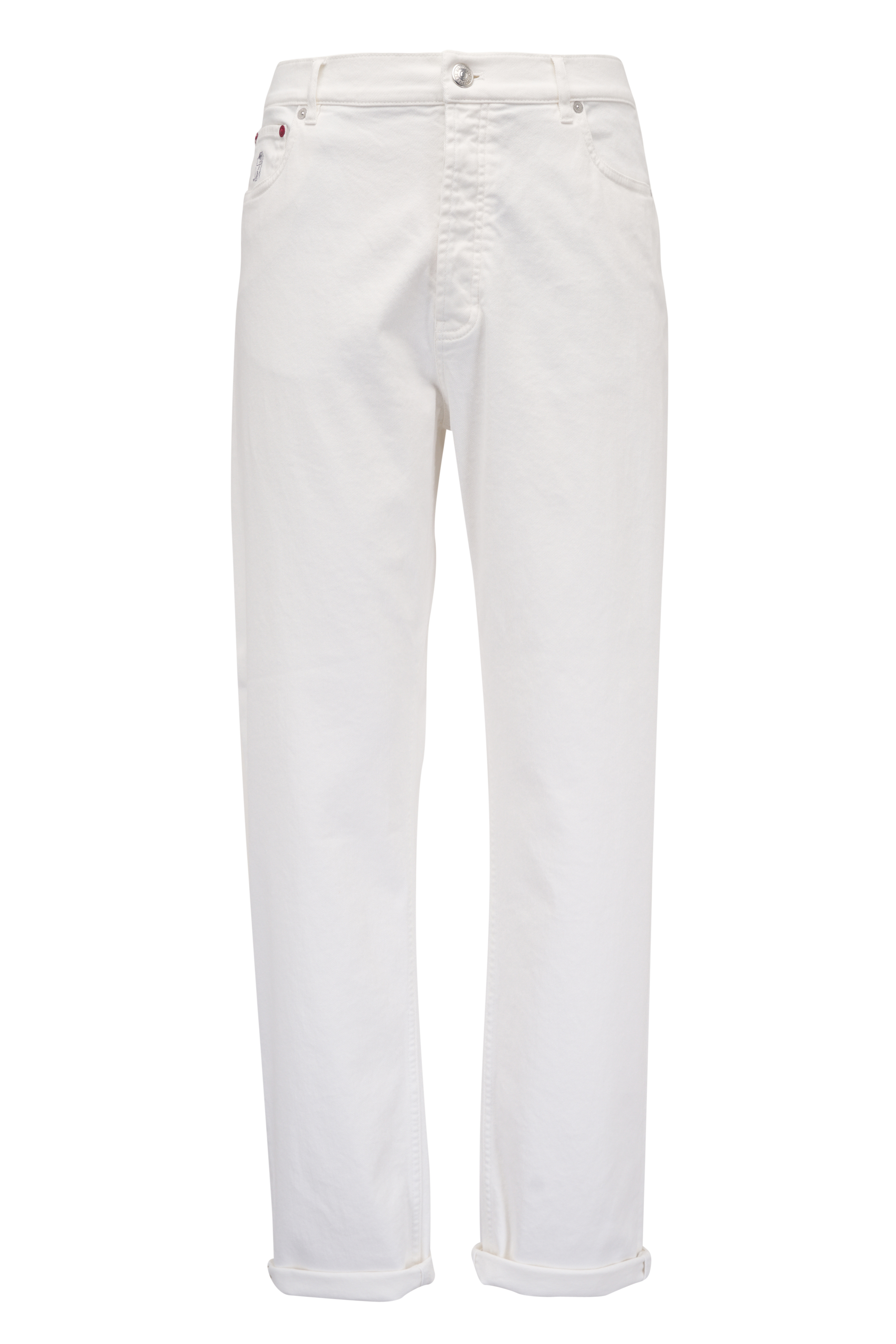 【関税&送料込み】Brunello Cucinelli White Five-Pocket Pat Brunello Cucinelli - Snow White 5 Pocket Pant | Mitchell Stores