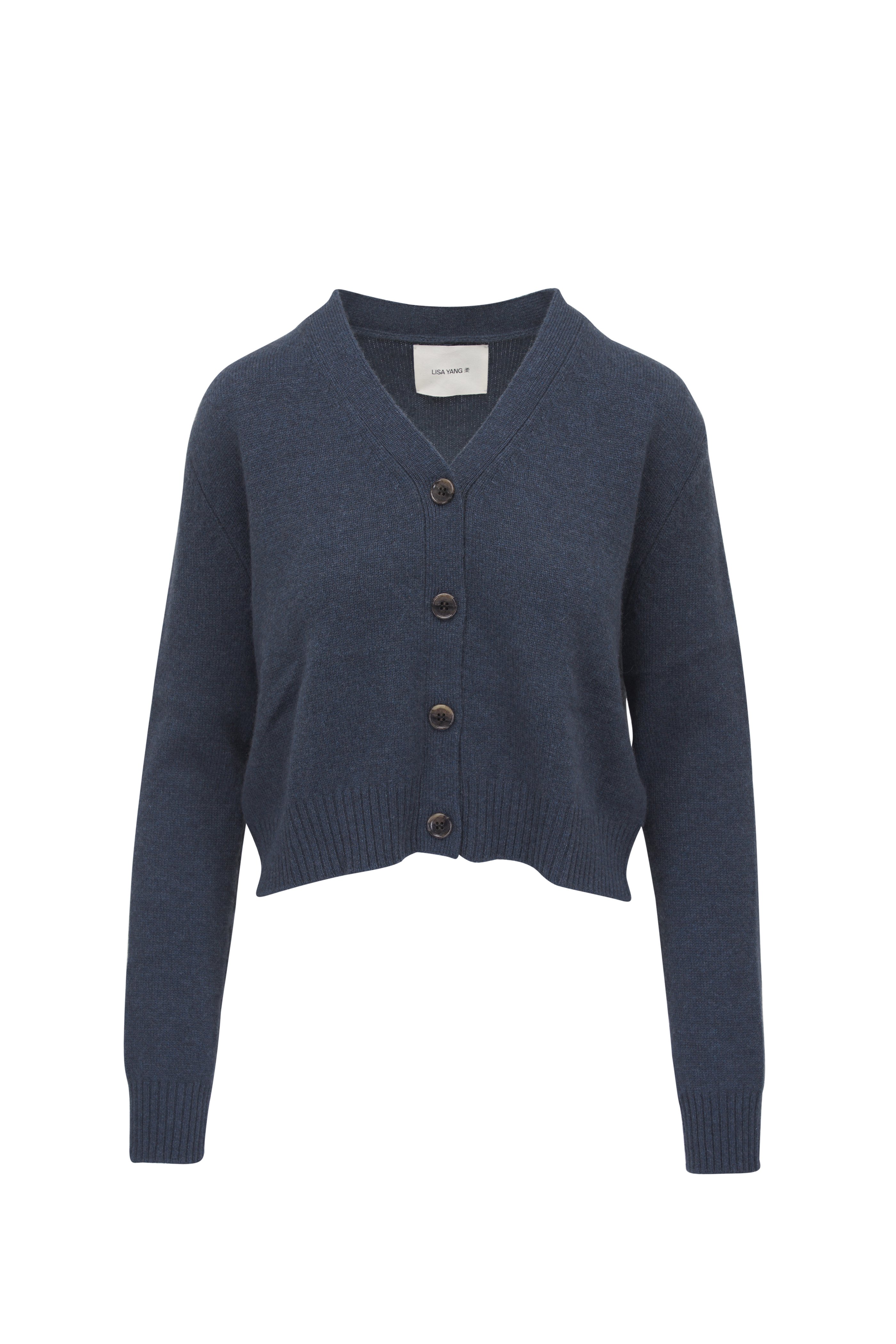 Lisa Yang - Lilia Navy Blue Hooded Zip Cardigan