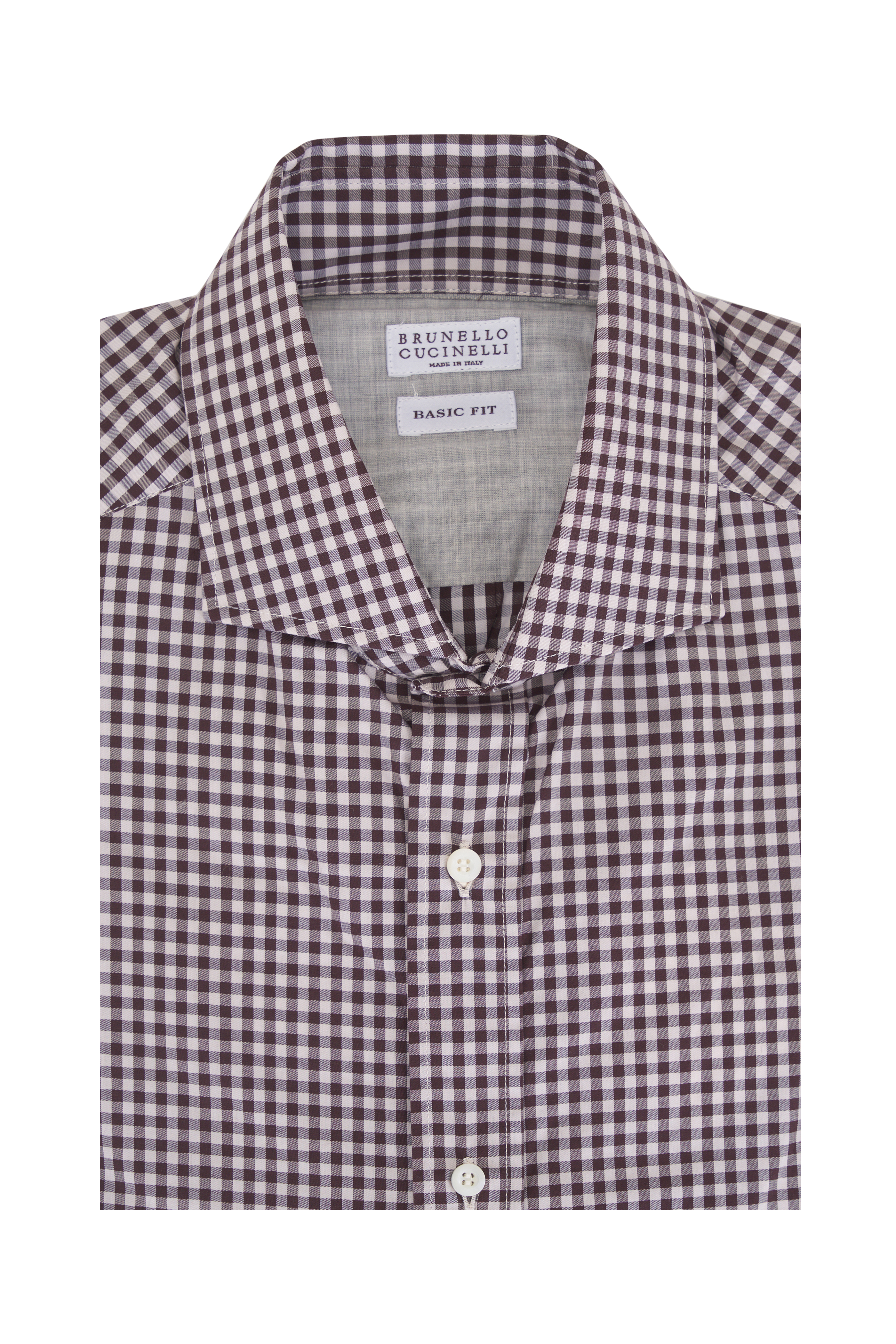 BRUNELLO CUCINELLI リネンジャージーシャツ　ネイビー×ホワイト Brunello Cucinelli - Gray & Brown Floral Print Cotton Sport