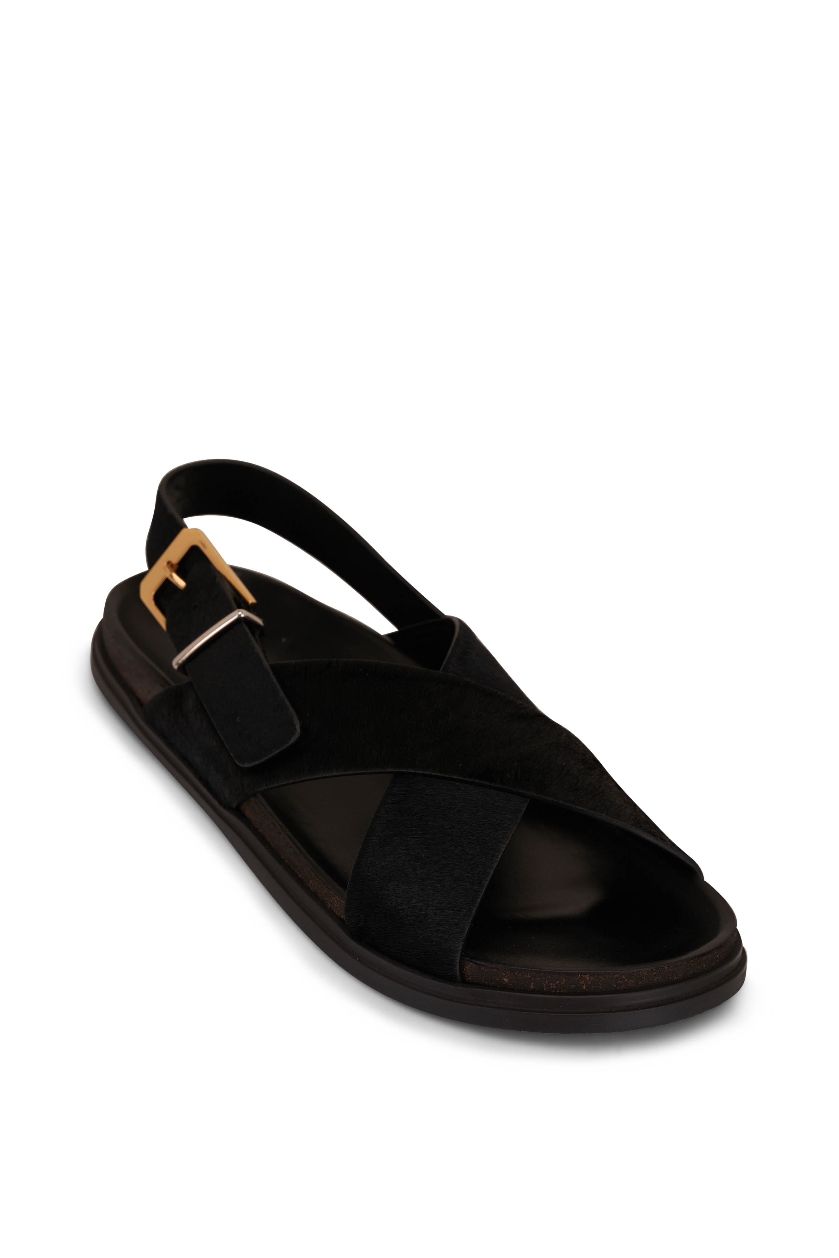 Tom Ford - Padlock Black Leather Double-Strap Sandal, 105mm