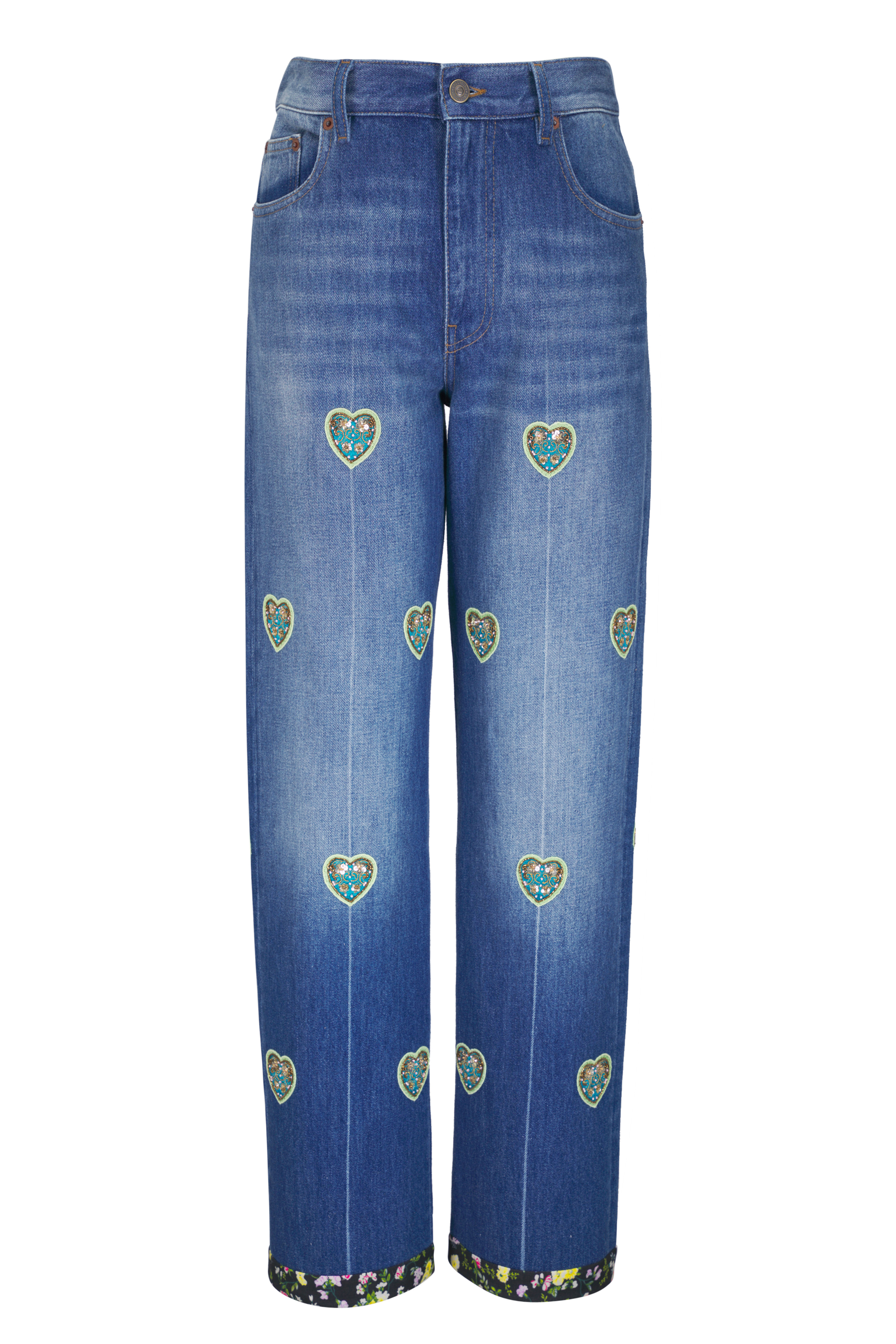 パンツ andmary heart stitch denim navy blue ANDMARY】Heart stitch denim