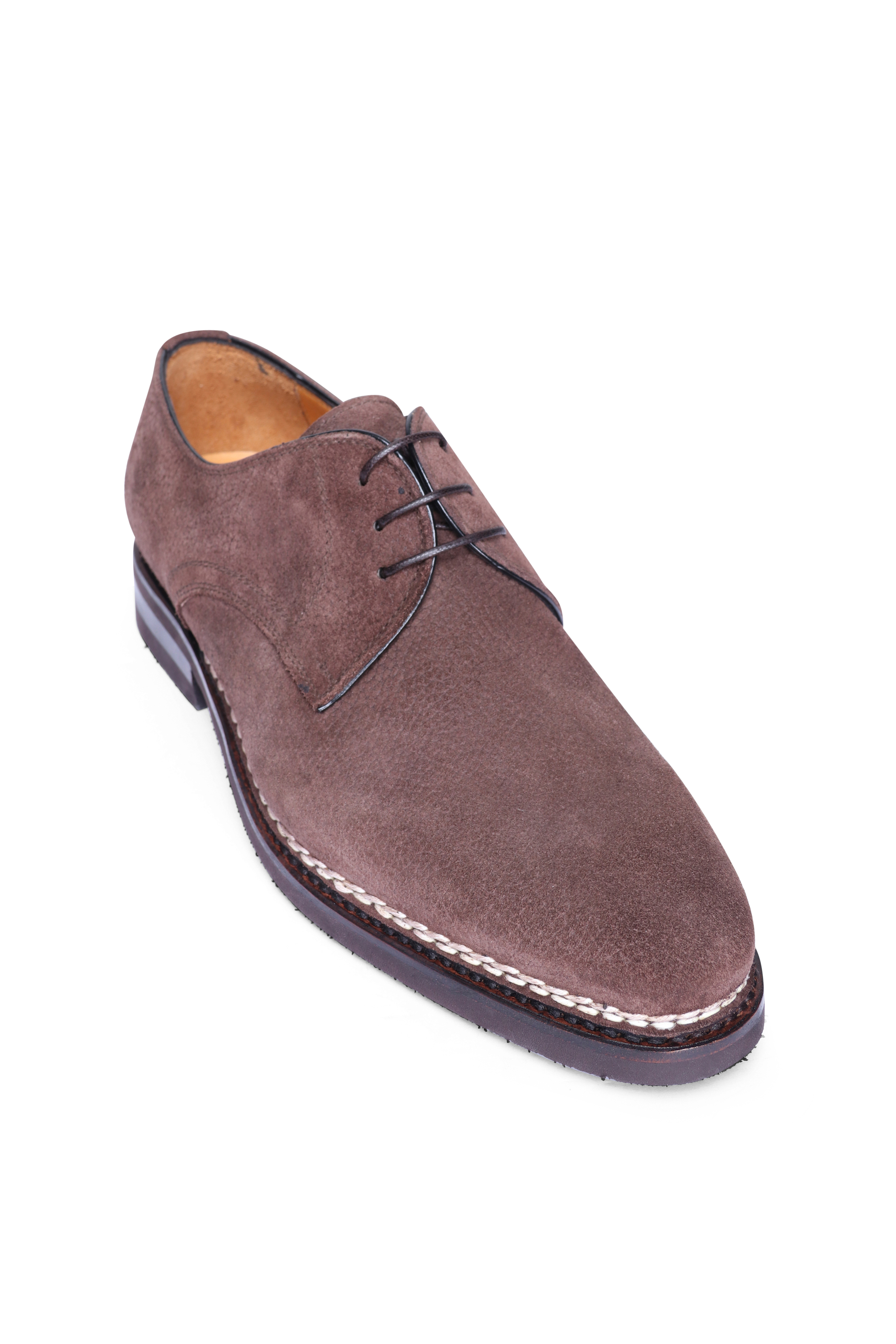 Bontoni Libertino Bergdorf Brown Pebbled Leather Wingtip 10.5 Box & Shoe Trees Bontoni Libertino Easy Shoe Grey Leather • Brogue main image 3