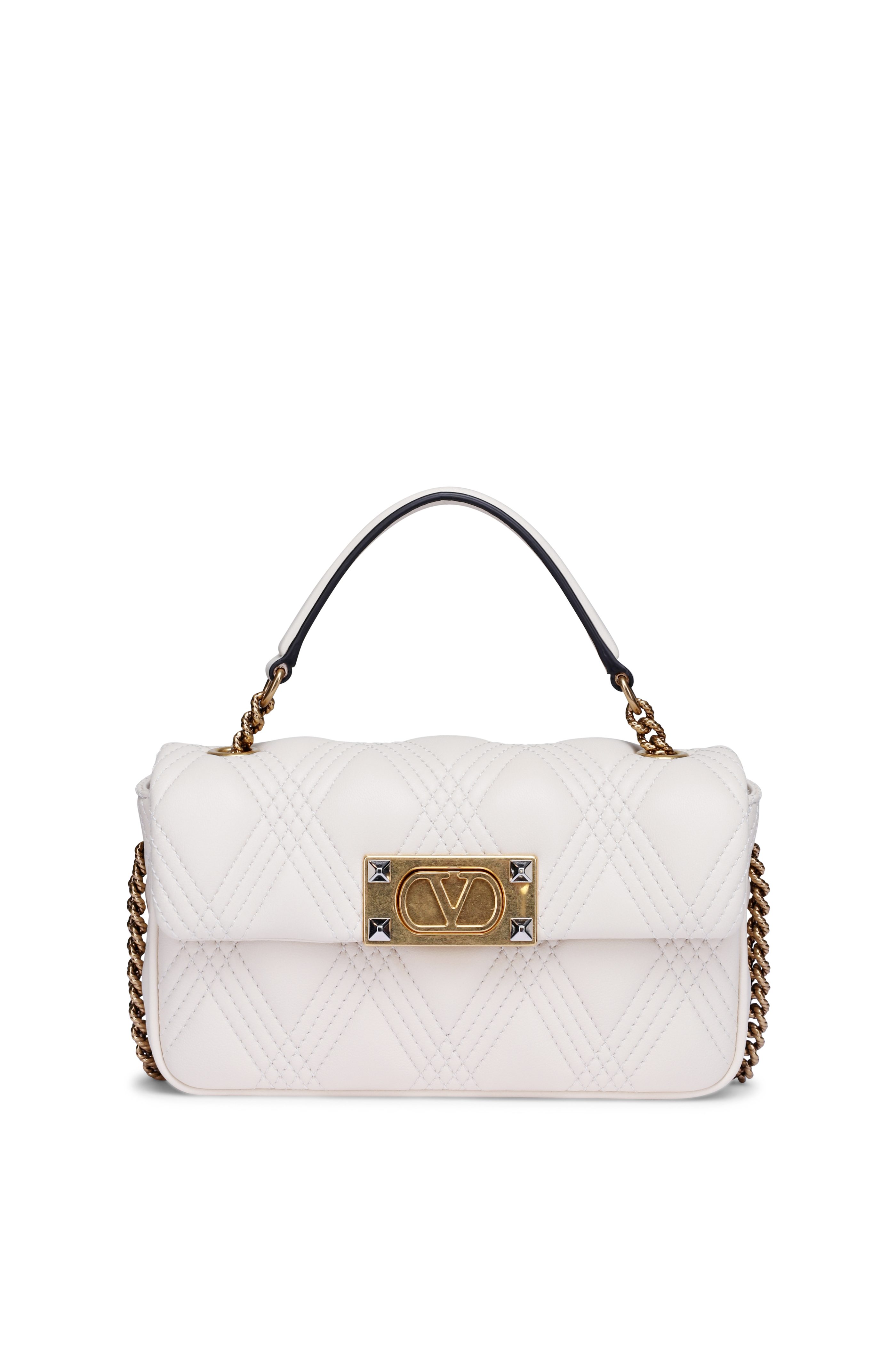 バッグ・カバンその他 VALENTINO GARAVANI Woman Mini bag Ivory 4W0B0N20IMZ 098 Valentino Garavani - Rockstud Ivory Leather Mini Crossbody Bag