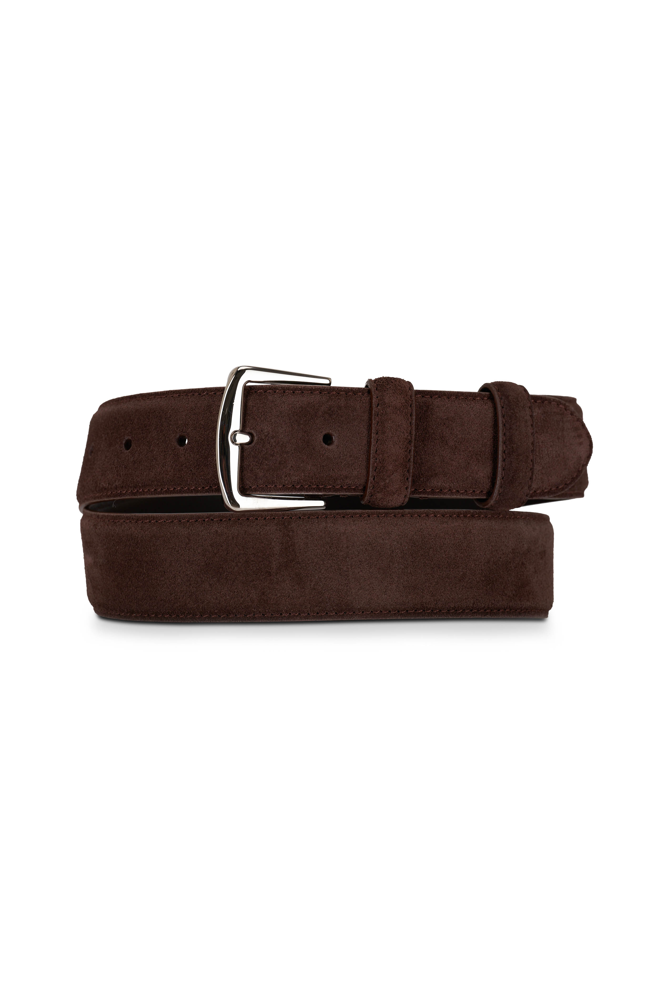 Loro Piana◆革ベルト Loro Piana Logo Pebble Leather Belt Brown Silver