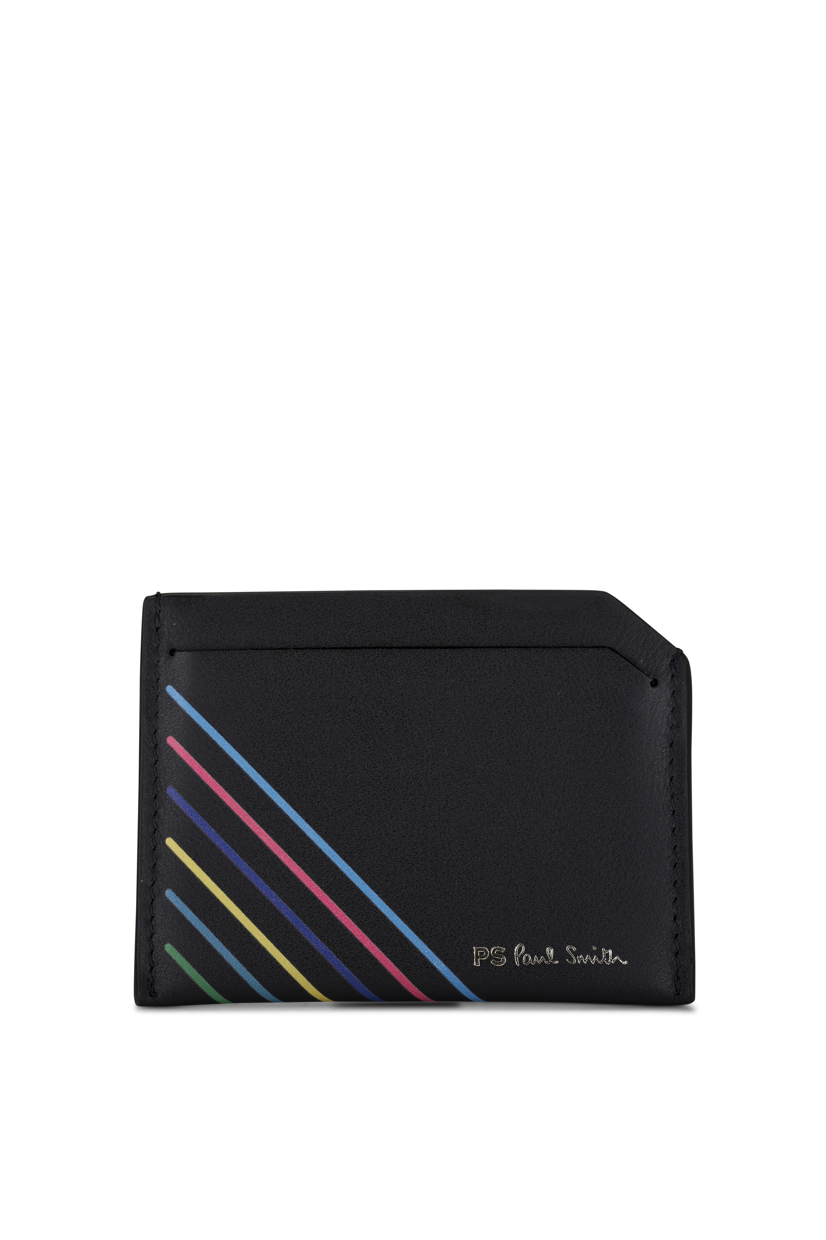 Paul Smith - Shadow Stripe Black Leather Card Holder