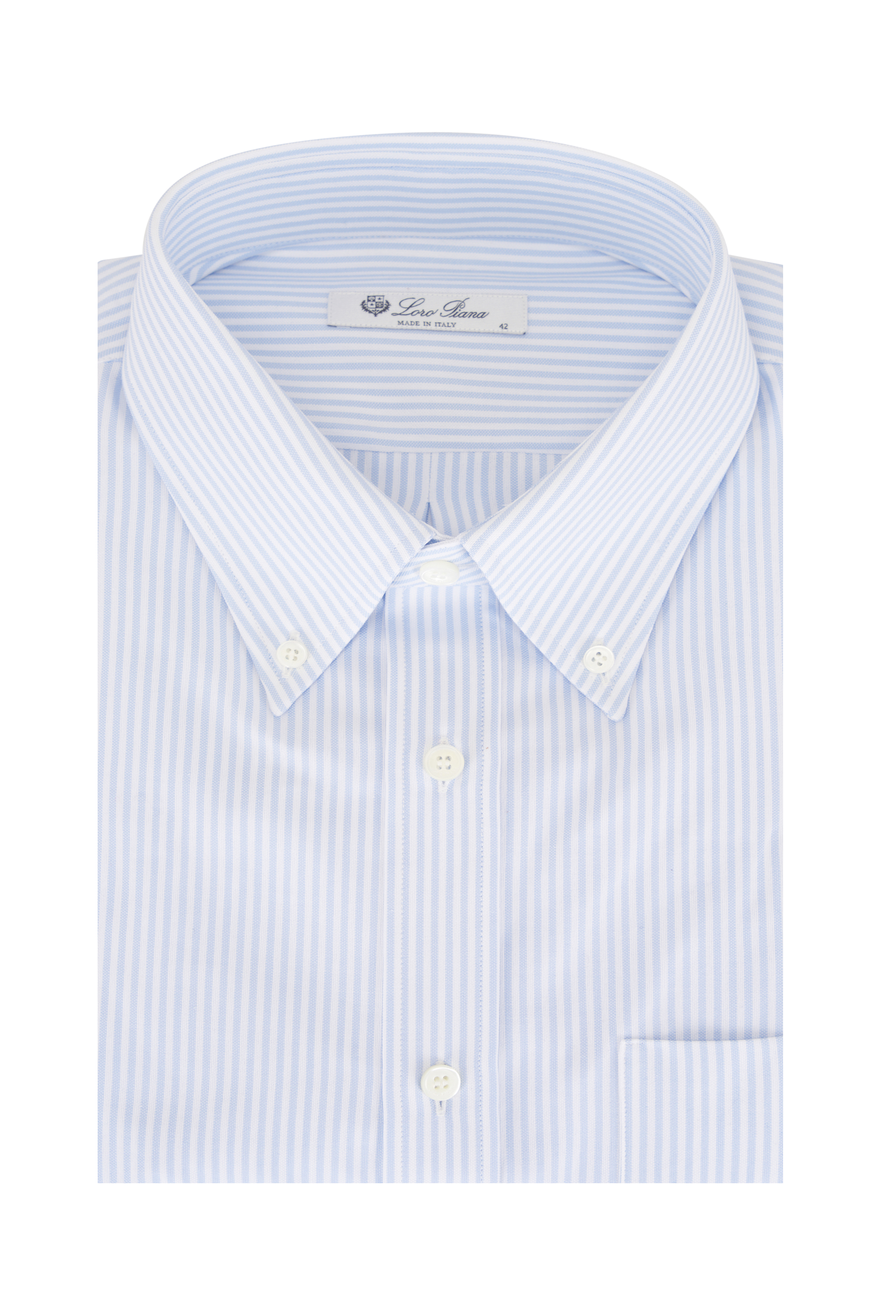 Loro Piana - Solid Light Blue Linen Sport Shirt | Mitchell Stores