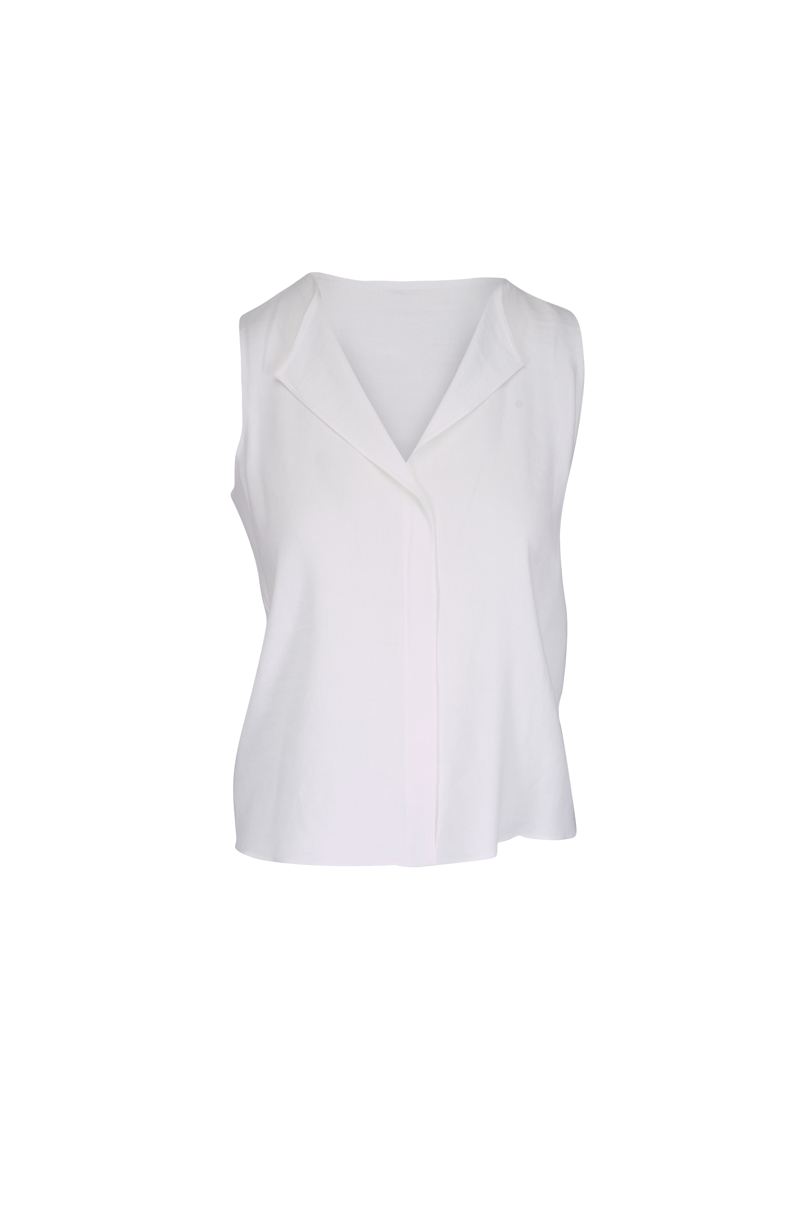 Peter Cohen - Cate White Stretch Linen V-Neck Blouse Peter Cohen - Cate White Stretch Linen V-Neck Blouse