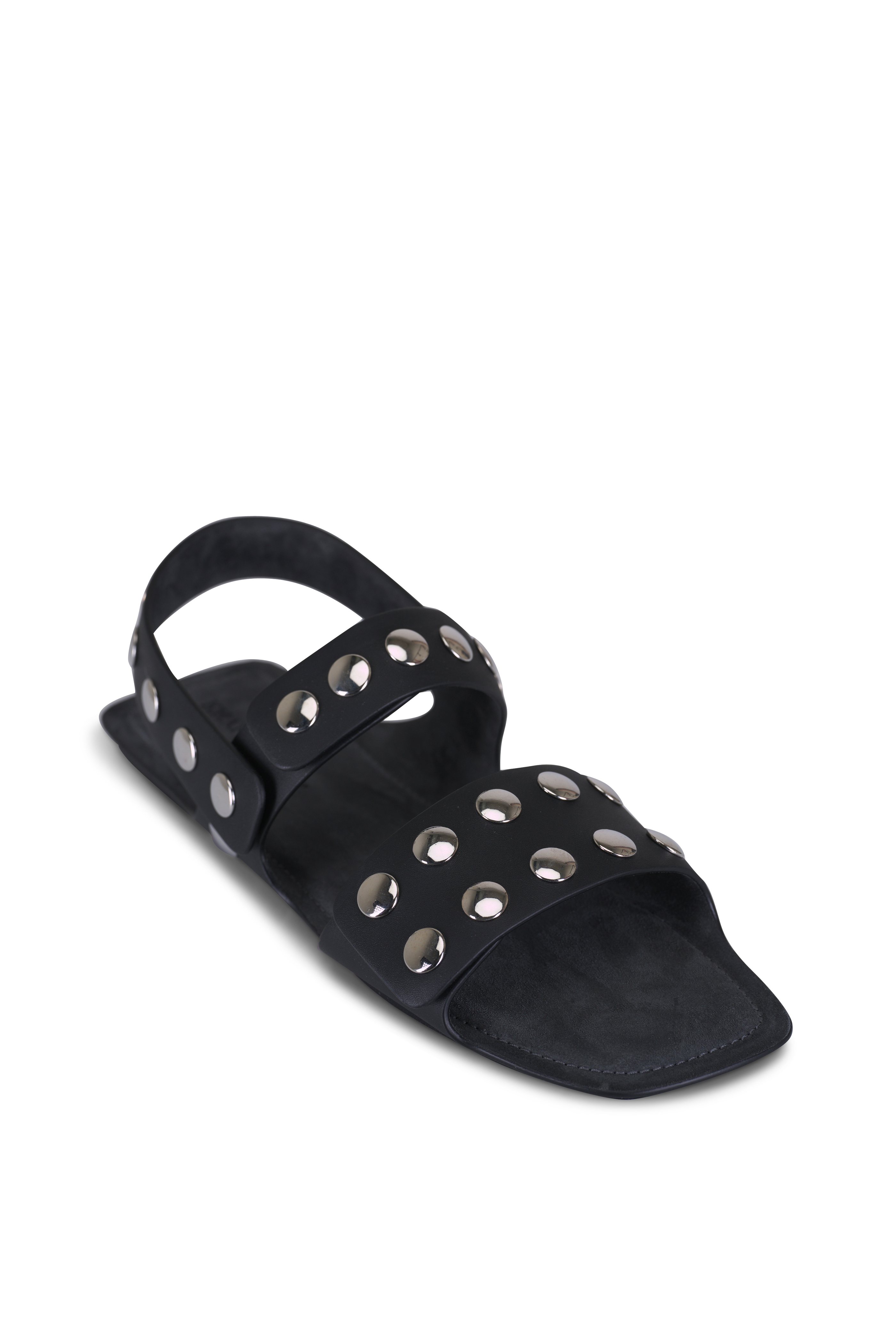 Jil Sander - Black Leather Double Criss-Cross Toe Flat Sandal