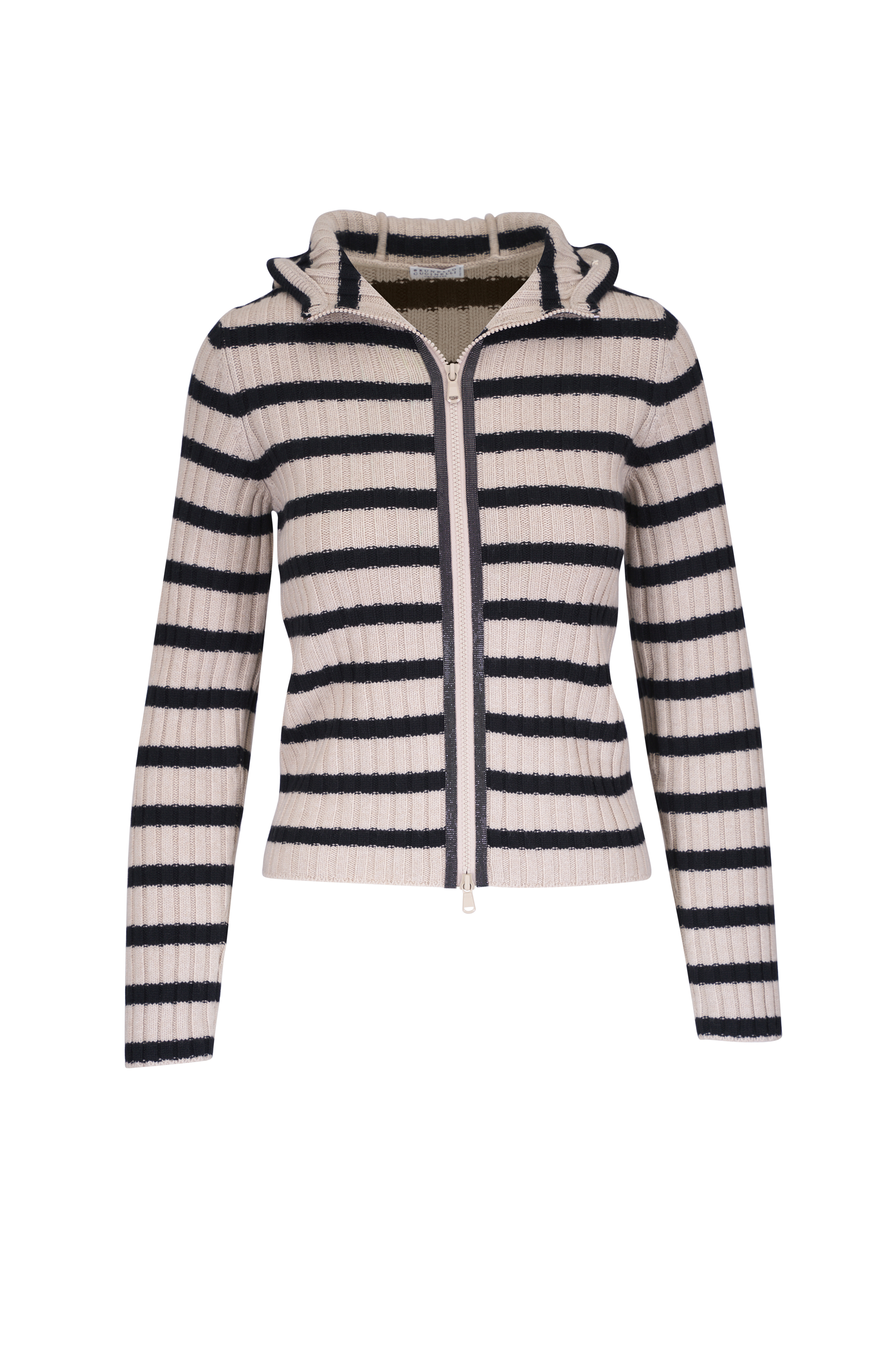 Brunello Cucinelli - Black Cotton & Silk Zip Spa Hoodie Brunello Cucinelli - Black Cotton & Silk Zip Spa Hoodie