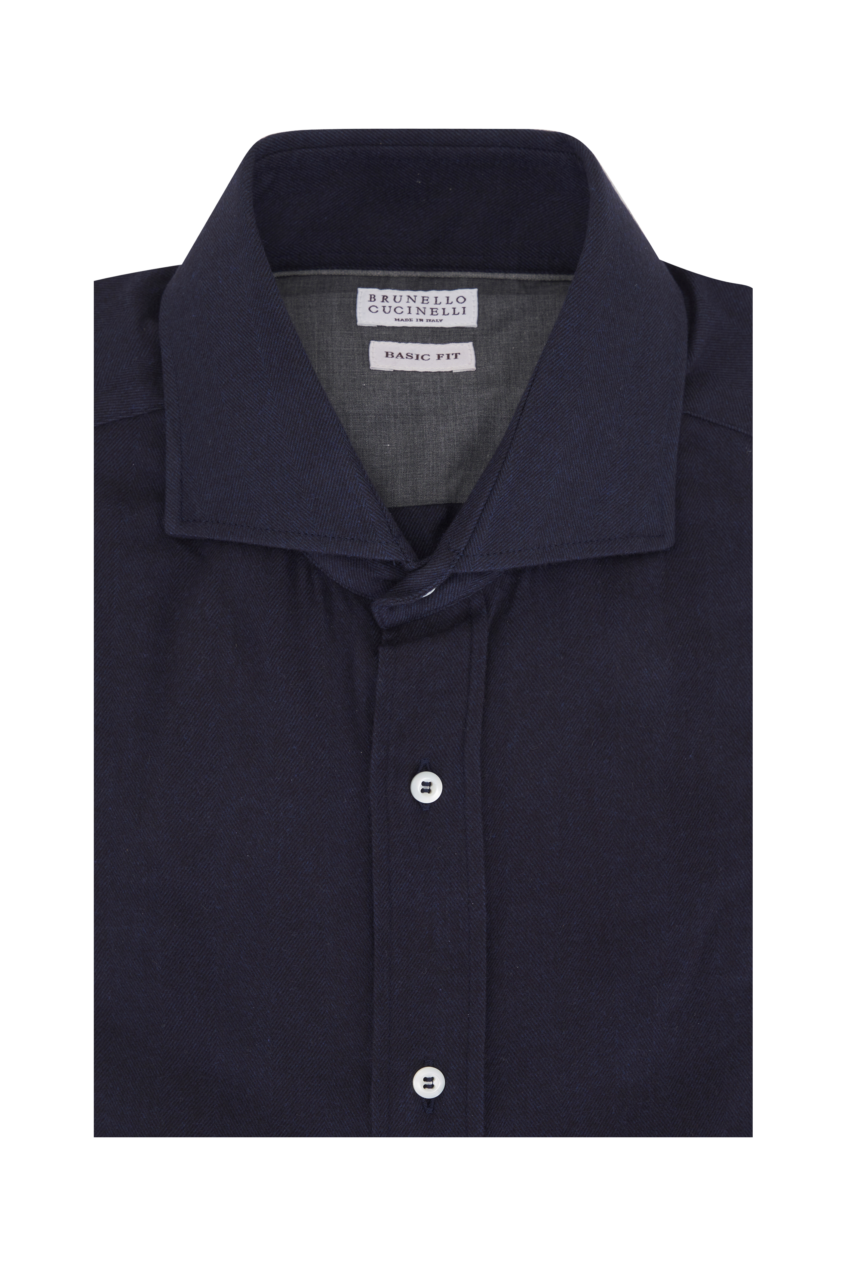 BRUNELLO CUCINELLI リネンジャージーシャツ　ネイビー×ホワイト Brunello Cucinelli - Blue Wide Stripe Sport Shirt