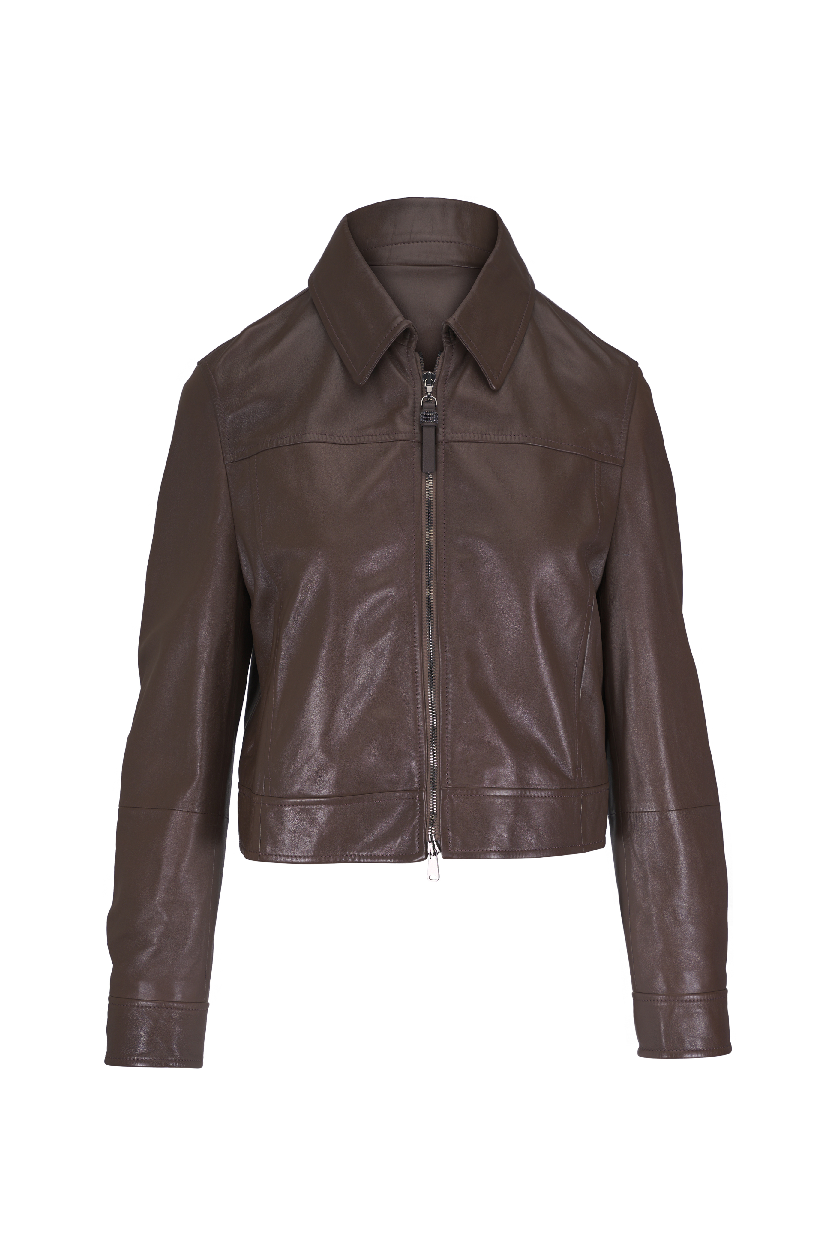 ジャケット・アウター Lafayette Leather Jacket Nappa Leather Collarless Fitted Jacket | Lafayette 148 New York