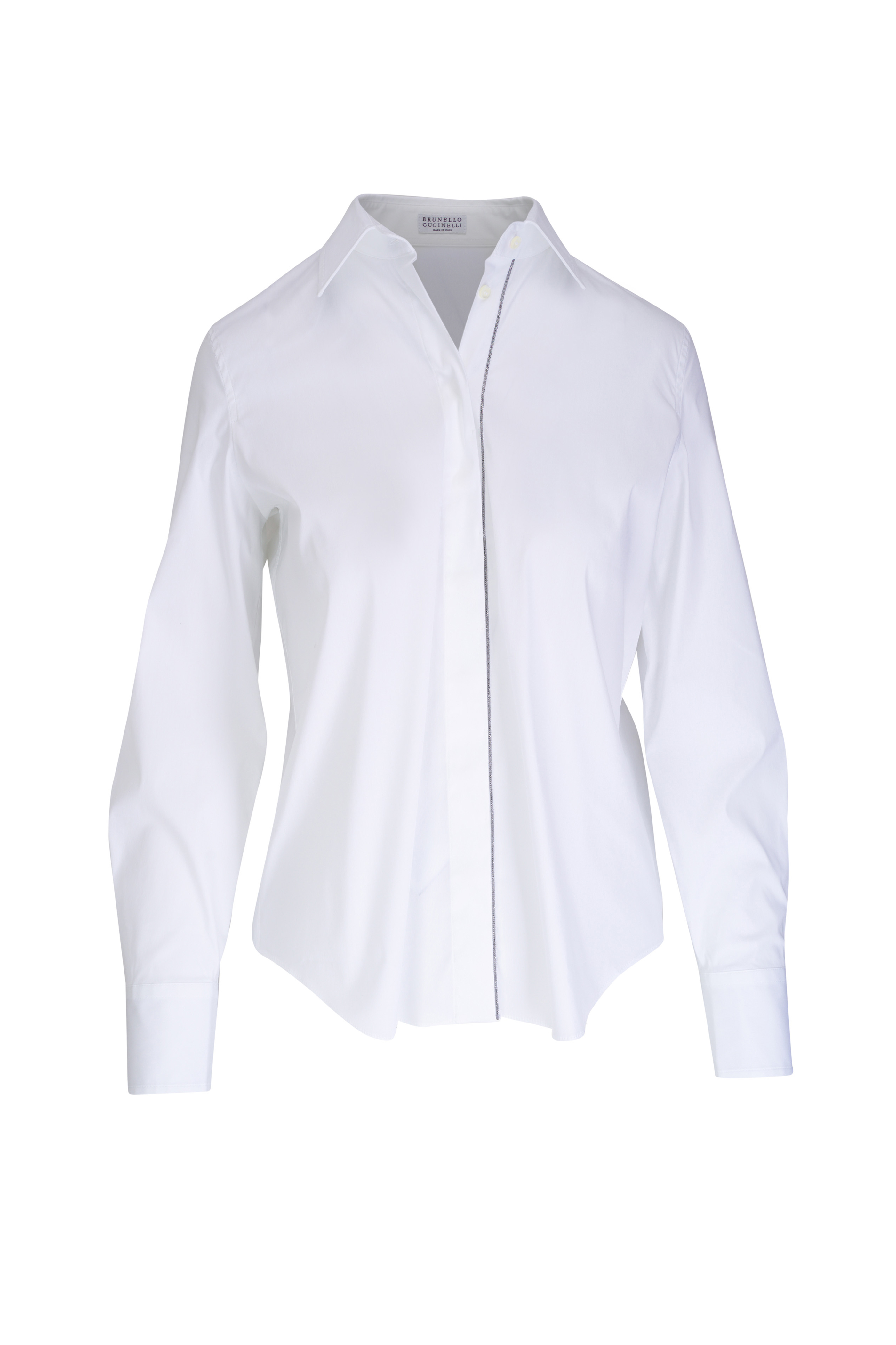【関税＆送料込み】Brunello Cucinelli Woman'S White Cotton Brunello Cucinelli Women Off-White Shirt Cotton Blend Formal
