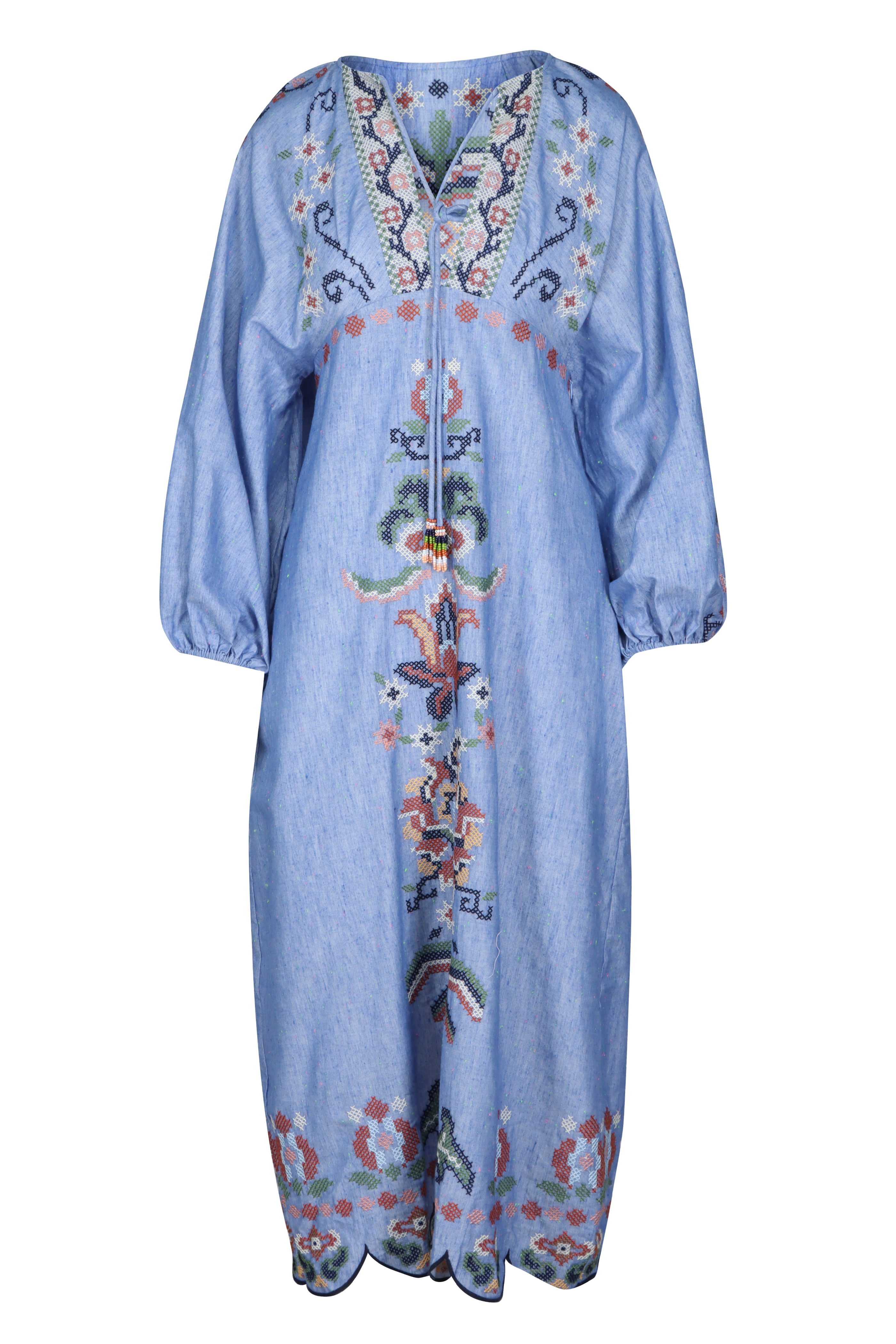 chinese dress ladies Farm Rio Women's Luna Maxi Dress - Blue - Size S