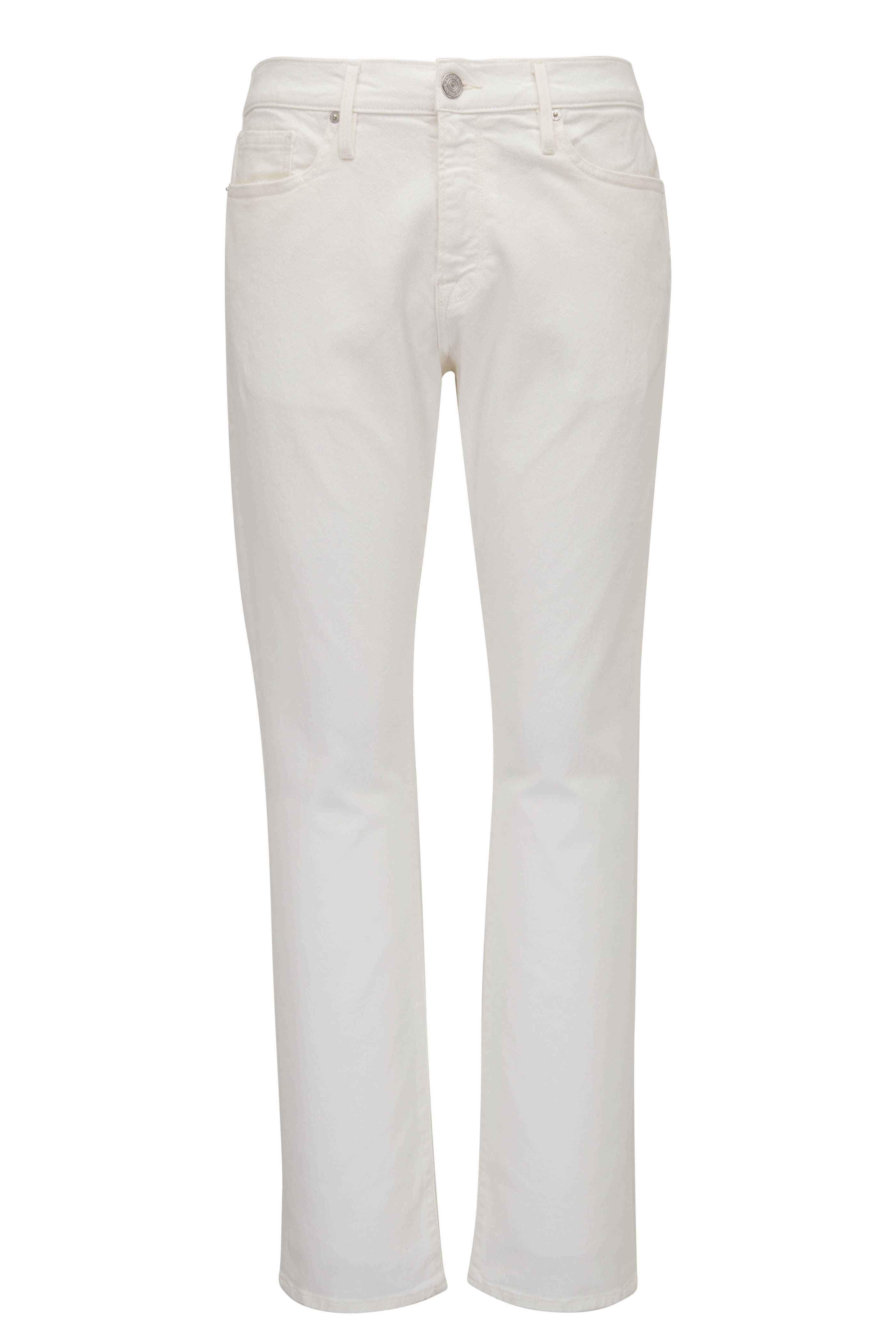 【MODERNIF】Non-fade White Wide Denim Pants Frame - Milk Off-White Denim Jeans | Mitchell Stores