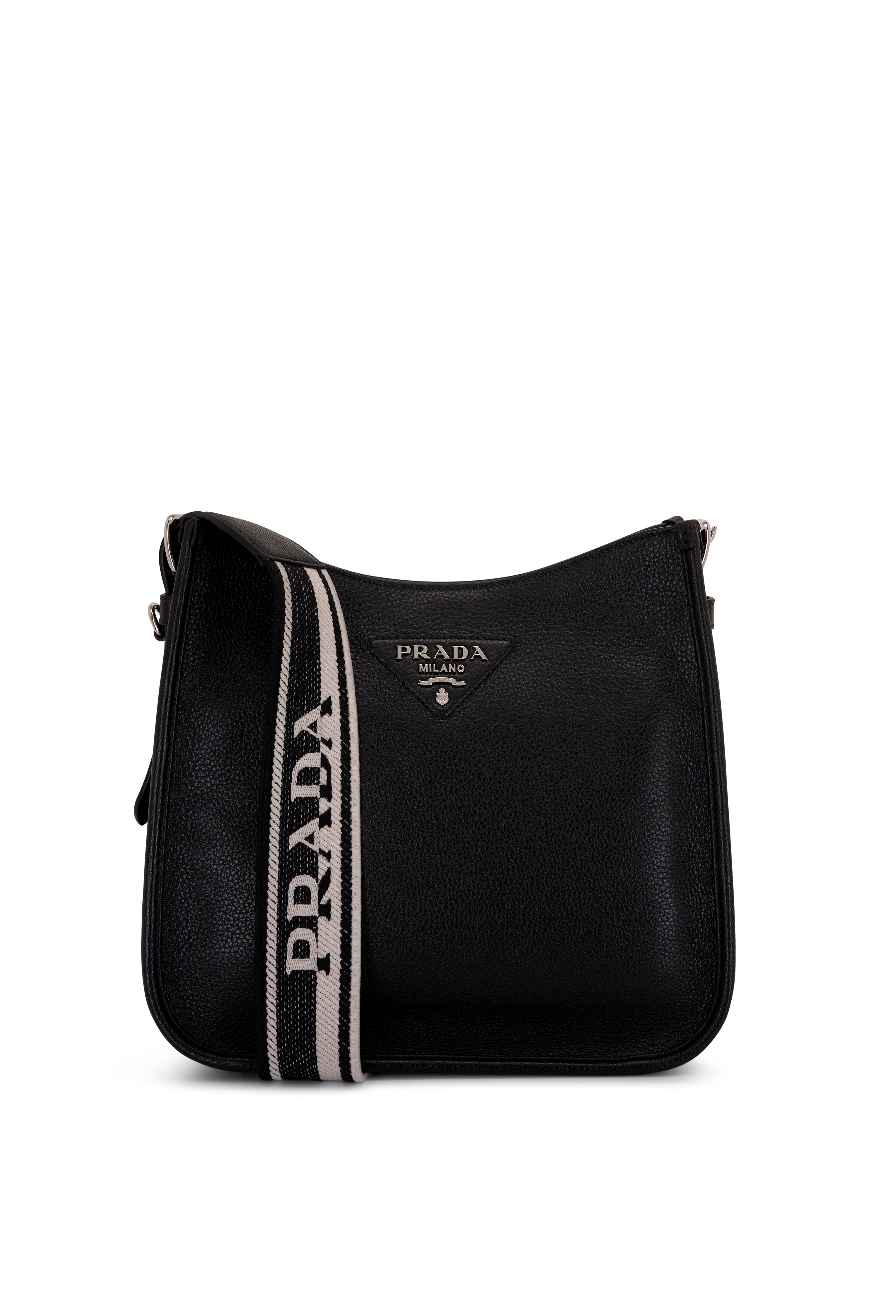 PRADA Saffiano Chain Shoulder Bag White Black 1238537