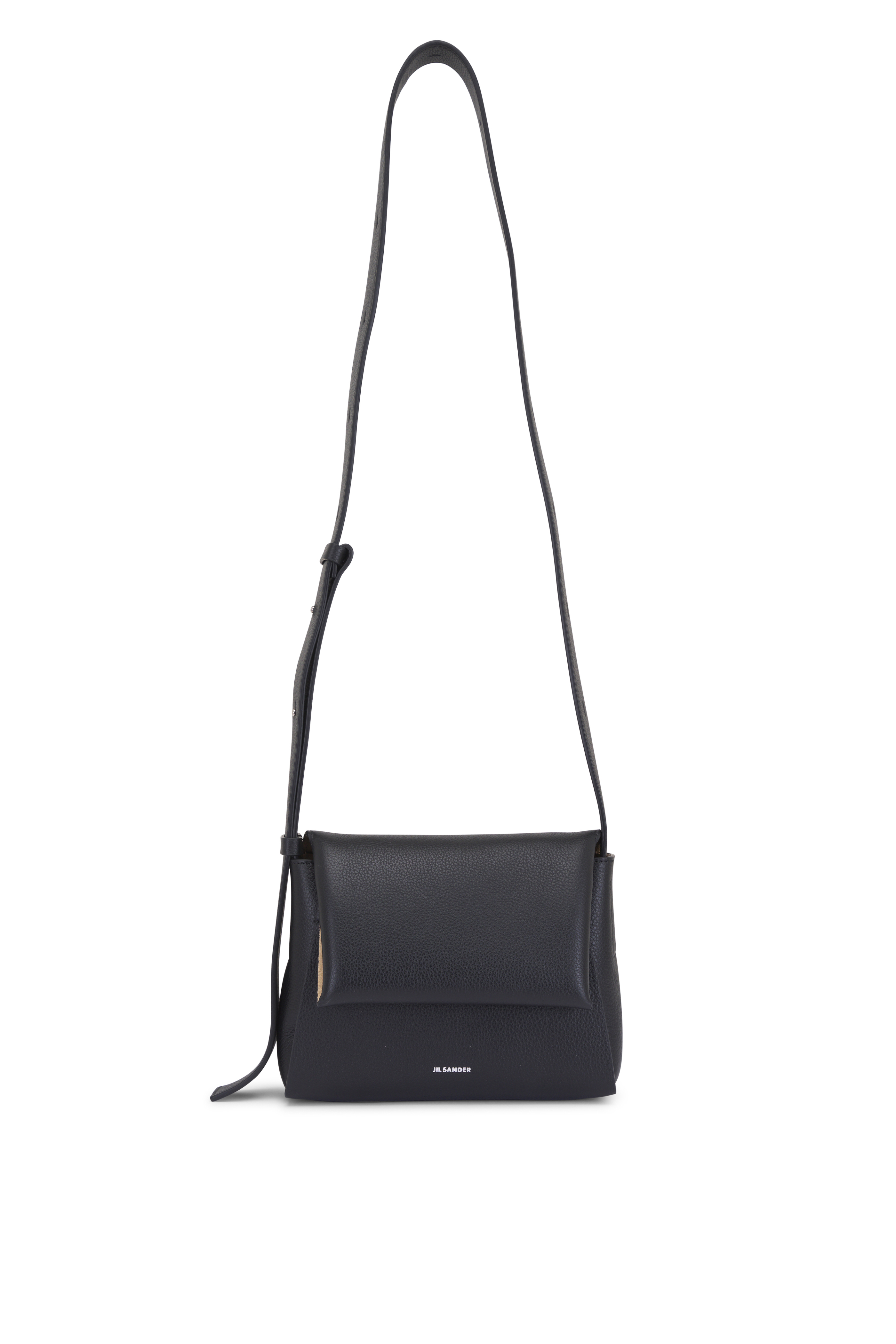 トートバッグ JIL SANDER Black Leather Cushion Crossbody Bag Small leather crossbody bag in black - Jil Sander | Mytheresa