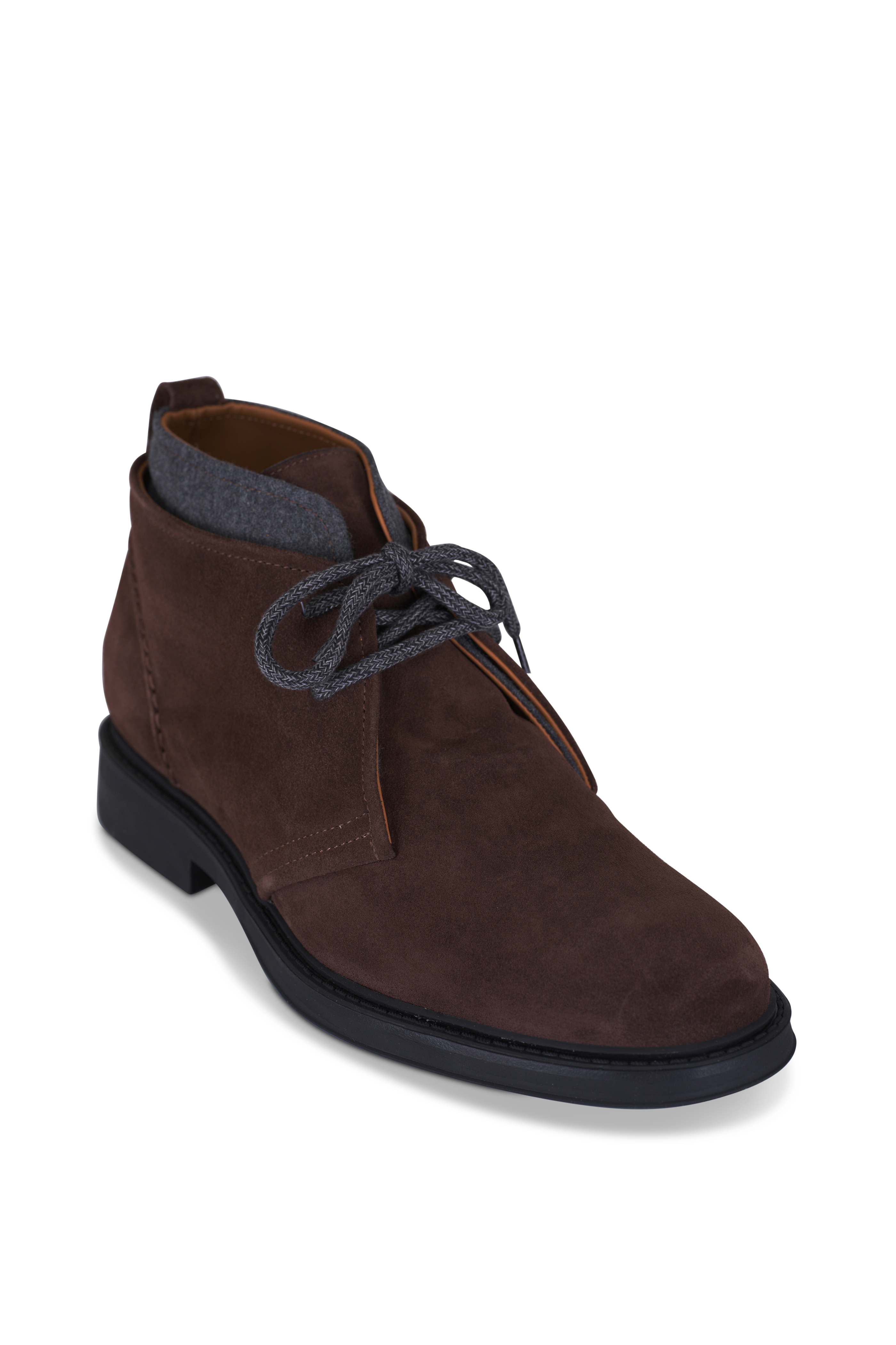 Harrys of London Mens 13 Brown Suede Chukka Desert Boots Vibram Italy Luxury Reiss Harrys London Suede Hiking Boots in Dark Brown - REISS main image 4