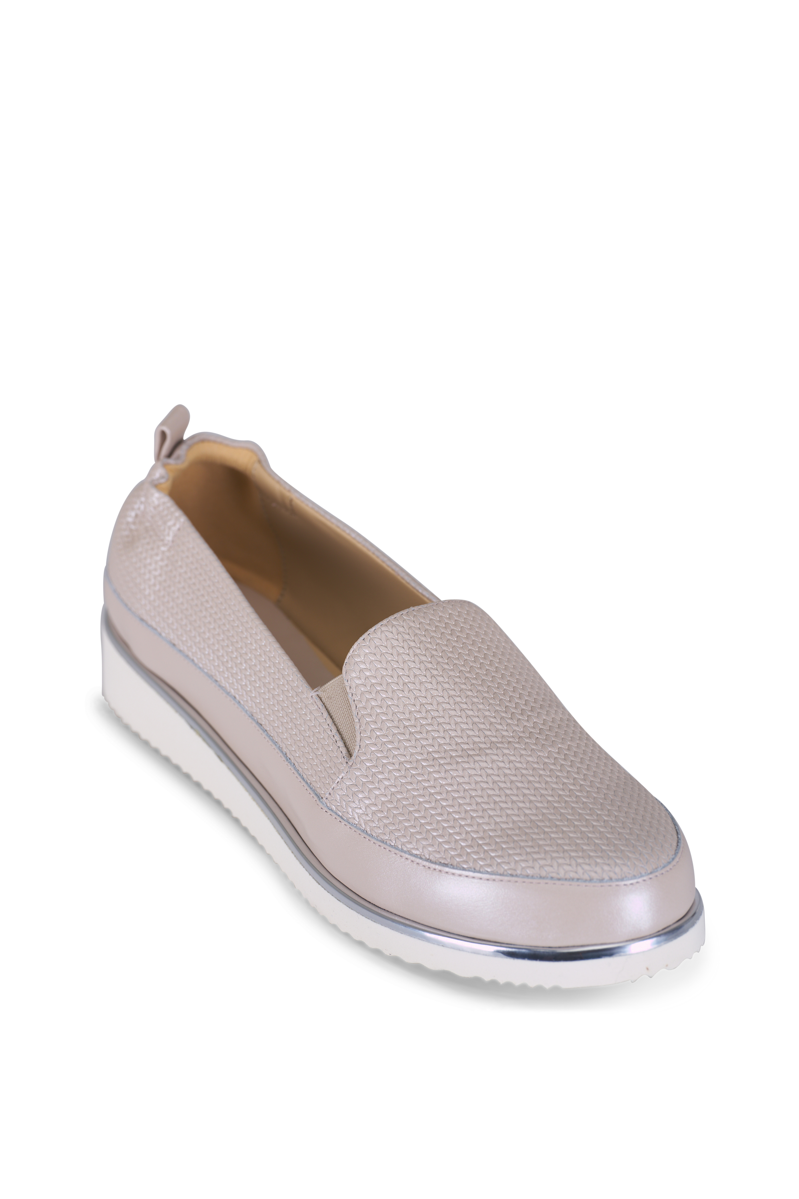 Valentino Garavani Gray Leather Loafers Made in Italy EU 41.5 US 8.5 Luxury Shoe Valentino Garavani - Gray & Antique Brass VLogo Suede Loafer main image 4