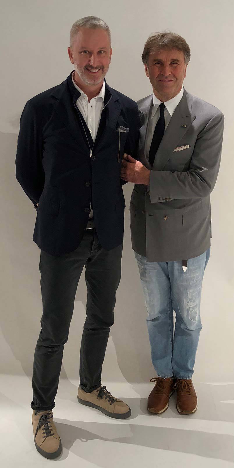 Brunello Cucinelli with Sam Thomas of Marios Sam Thomas & Brunello Cucinelli