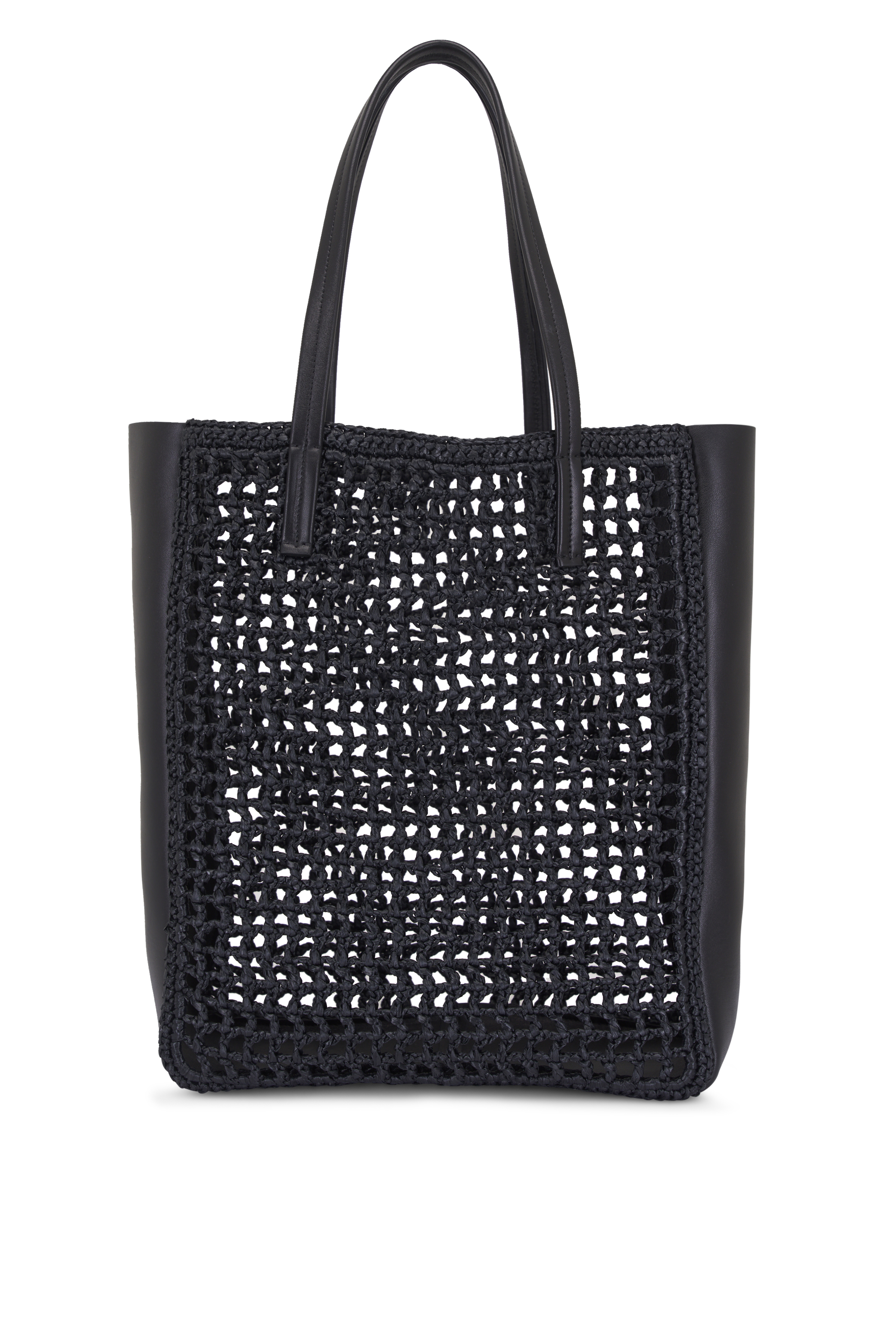 Khaite - Osa Black Raffia & Leather Medium Tote | Mitchell Stores