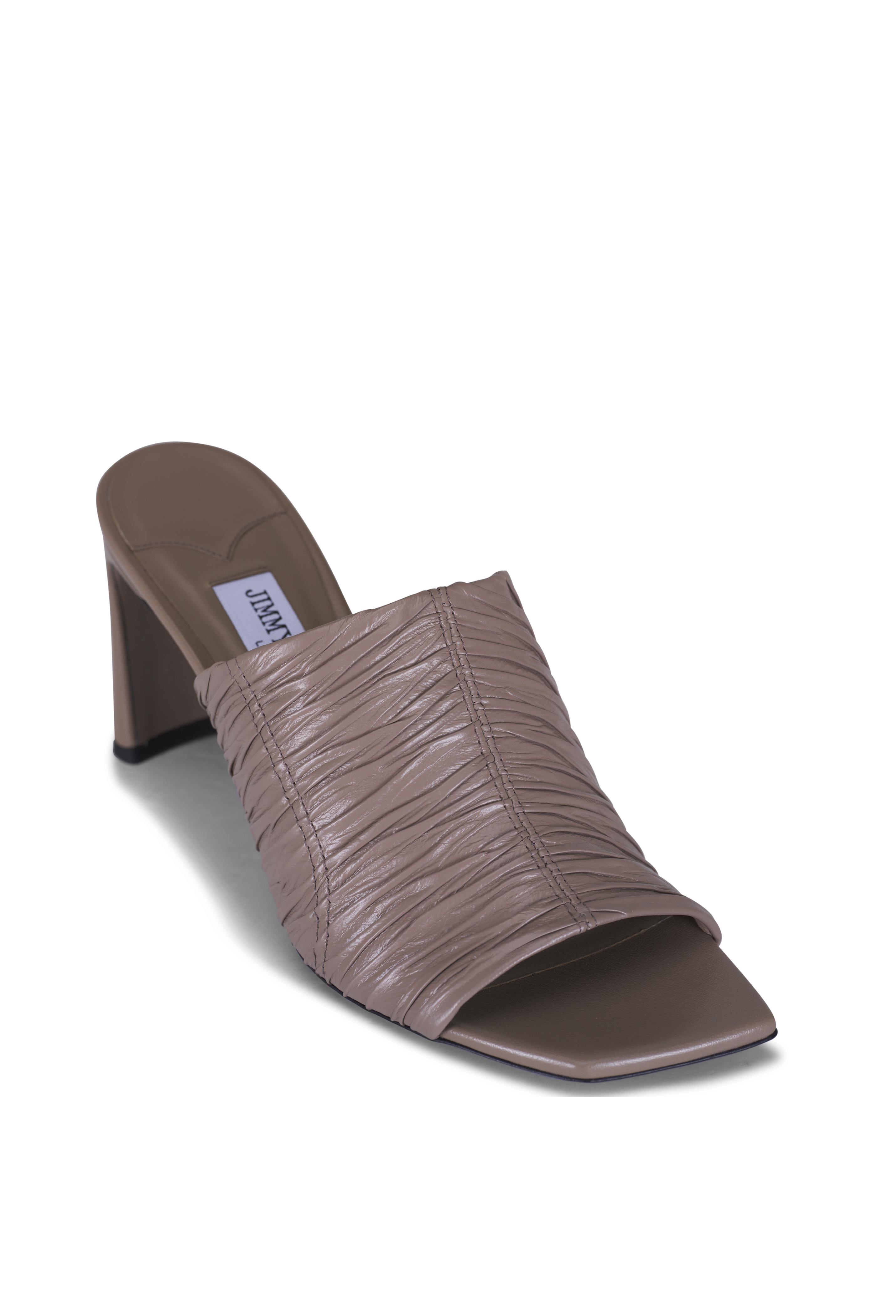 新作 Jimmy Choo - Ellison Latte White Leather Mule, 45mm 靴