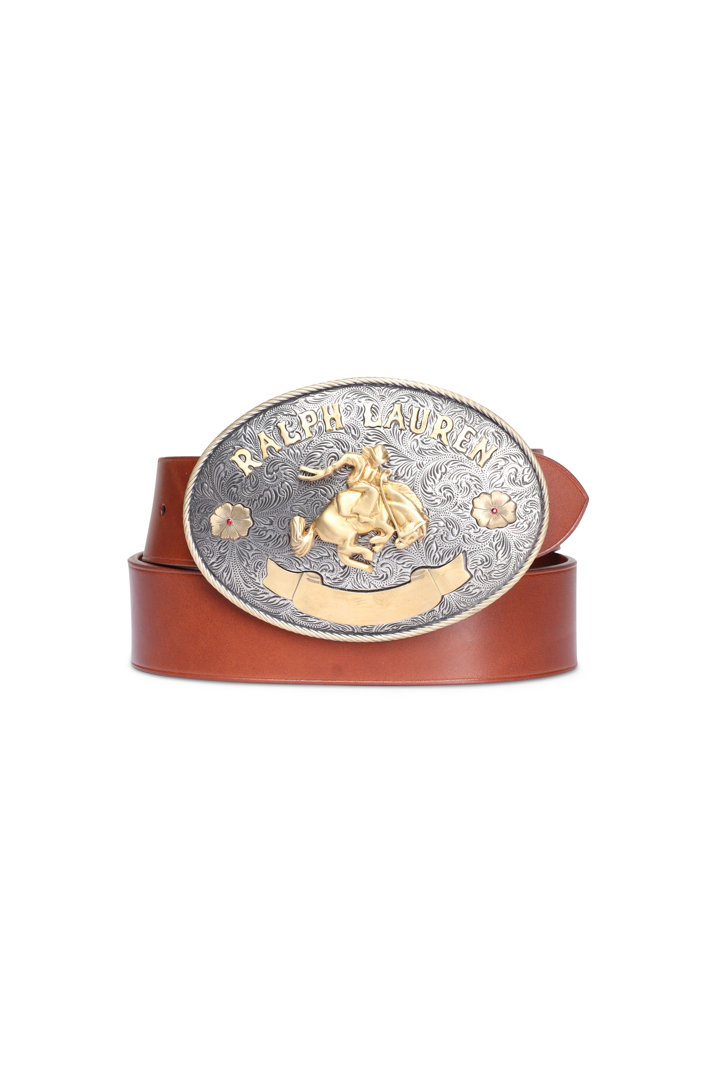 Ermanno Scervino - Floral Motif Leather Belt in Cashew