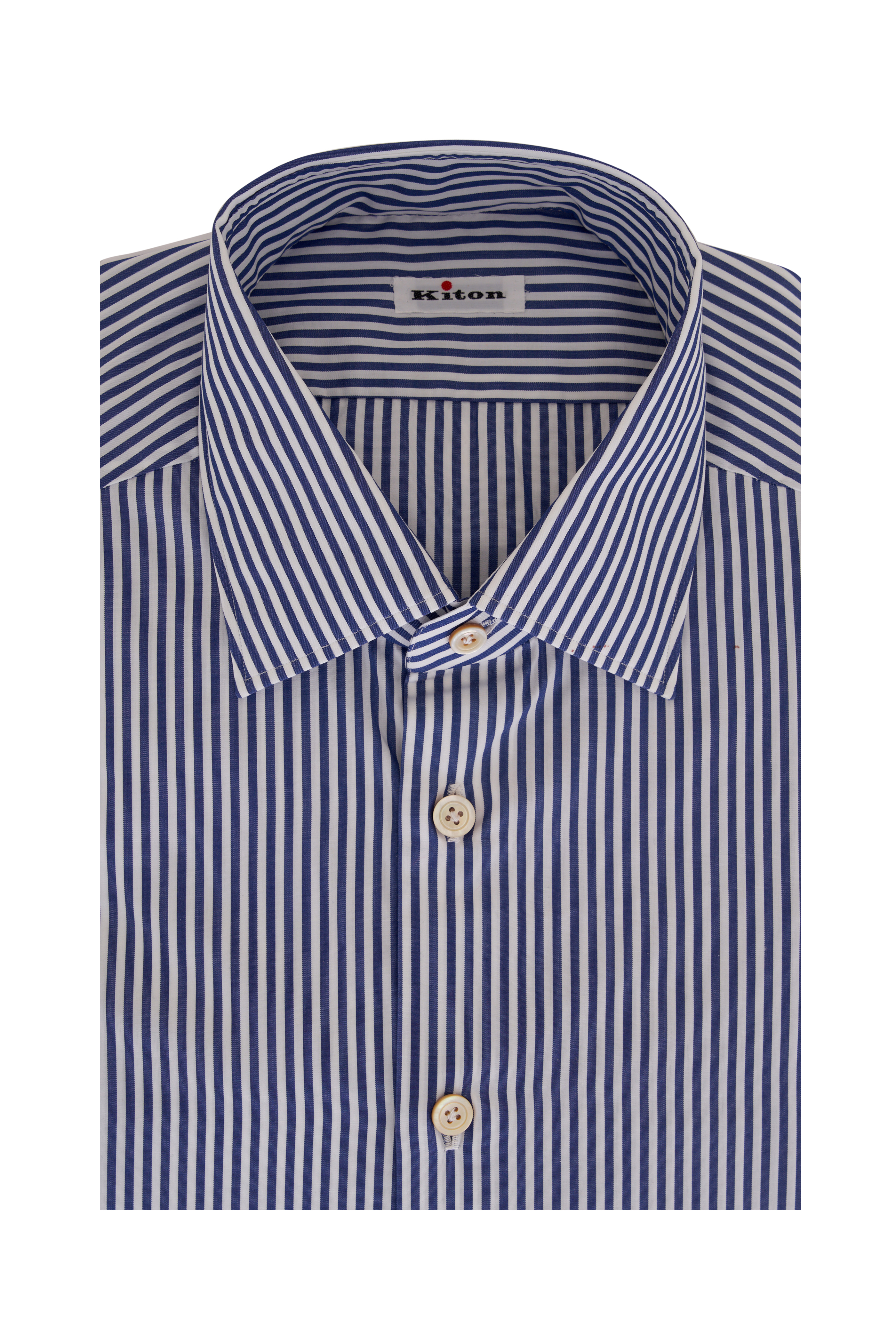 Kiton - White Cotton Dress Shirt | Mitchell Stores