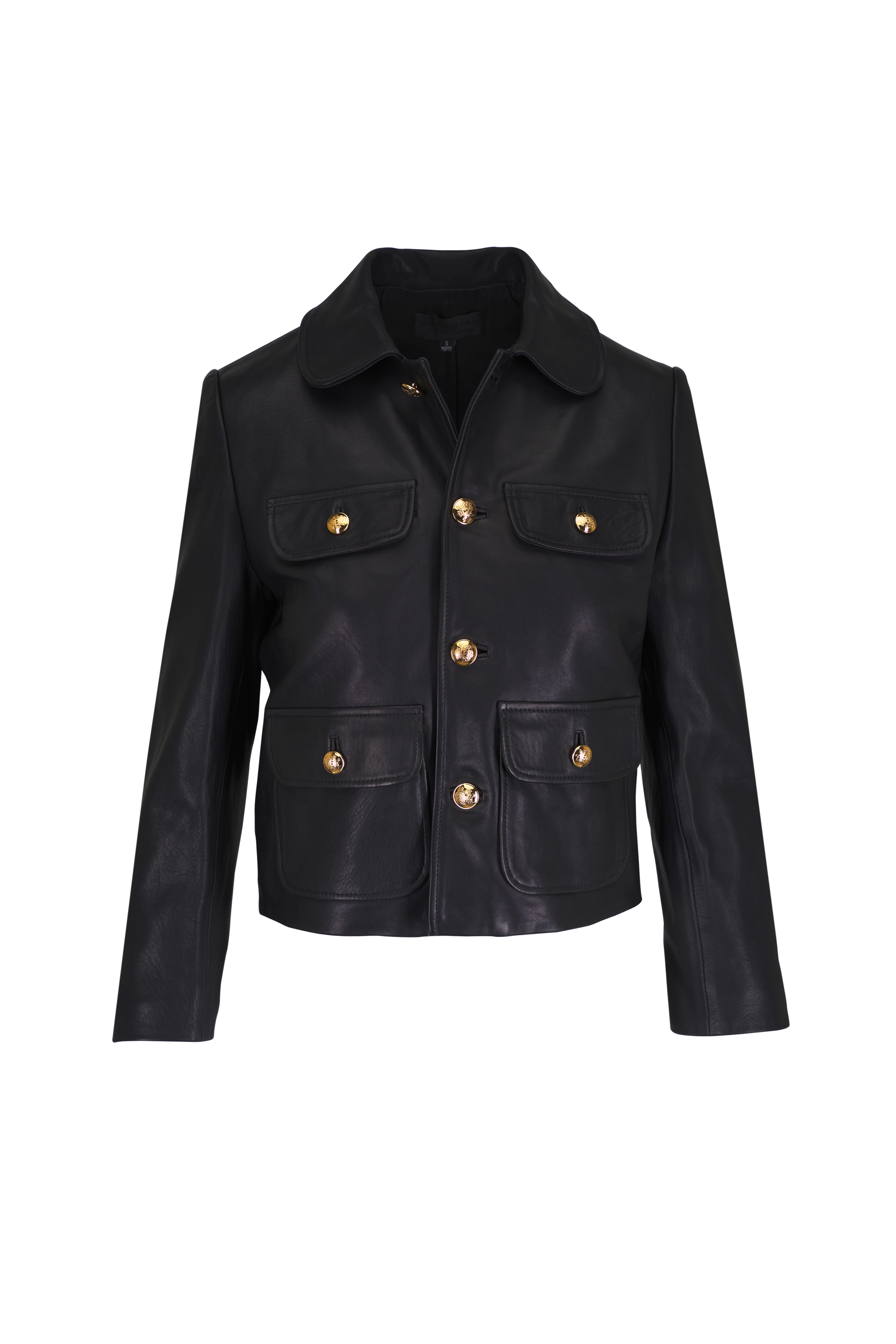 BALMAIN レザーシャツ　ブラック　レディース　11号（Lサイズ相当） BALMAIN レザーシャツ ブラック レディース 11号（Lサイズ相当）