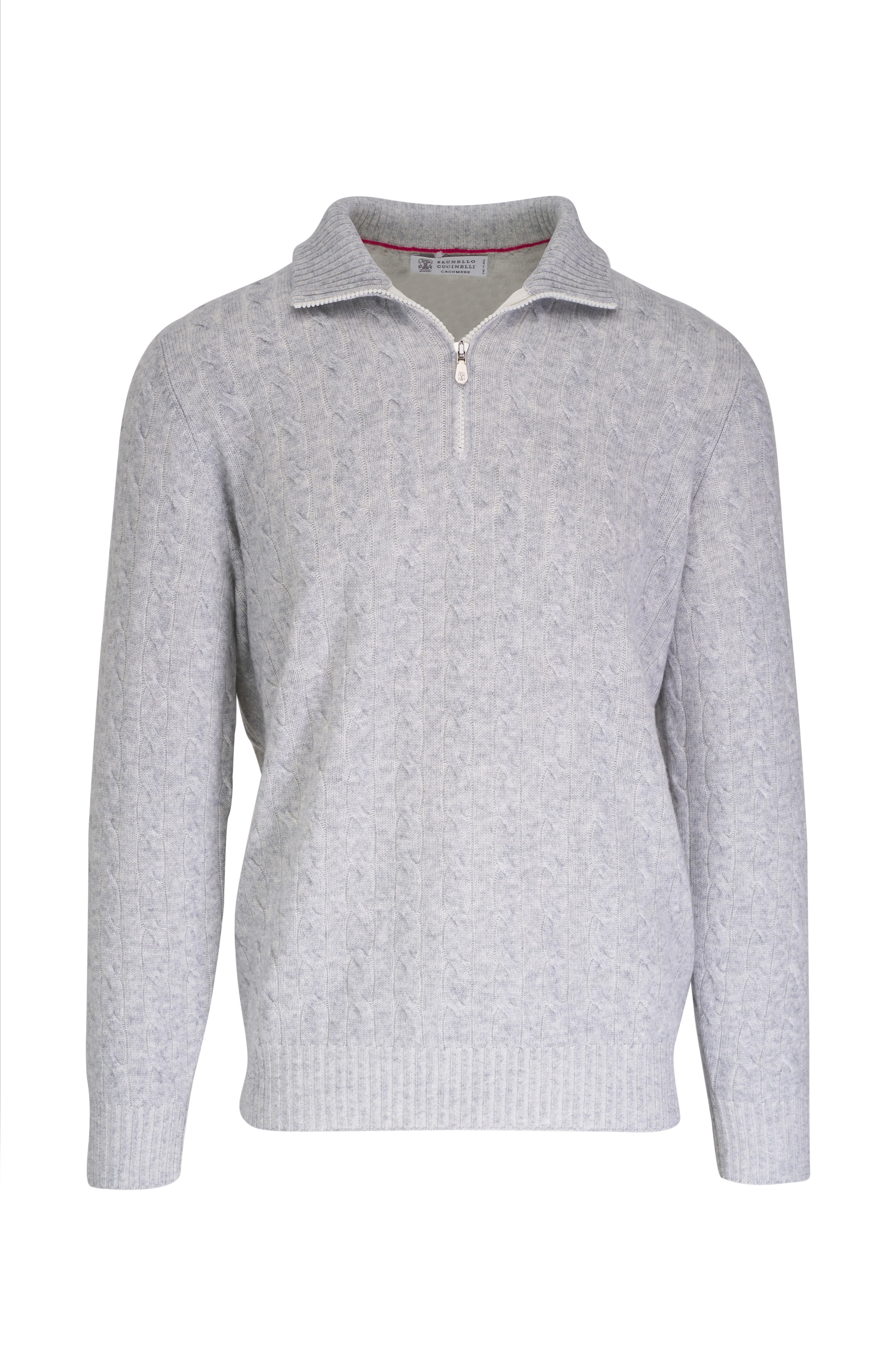 Brunello Cucinelli - Solid Gray Cashmere Zip Cardigan