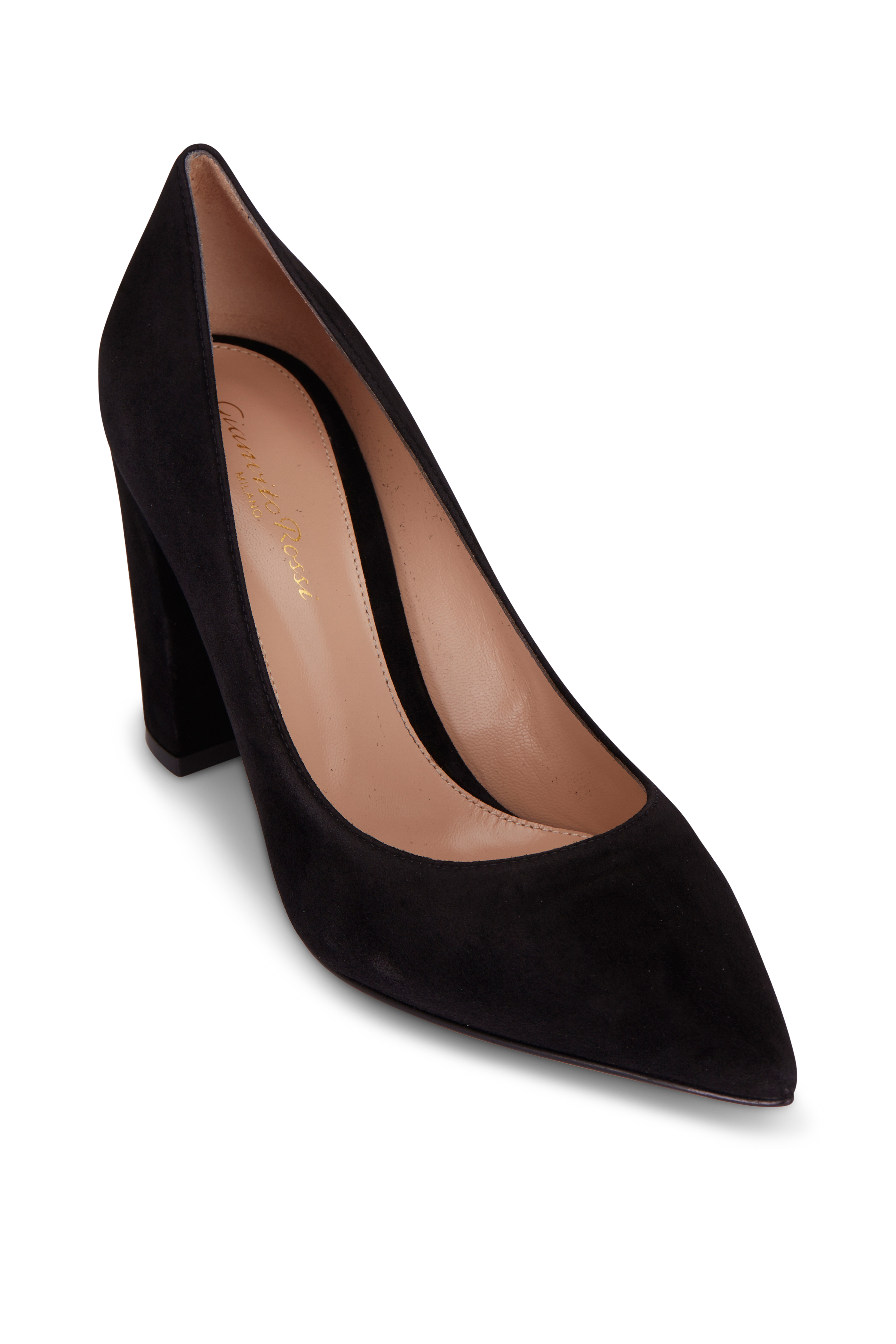 Gianvito Rossi - Camnero Black Suede Pointed Pump, 70mm