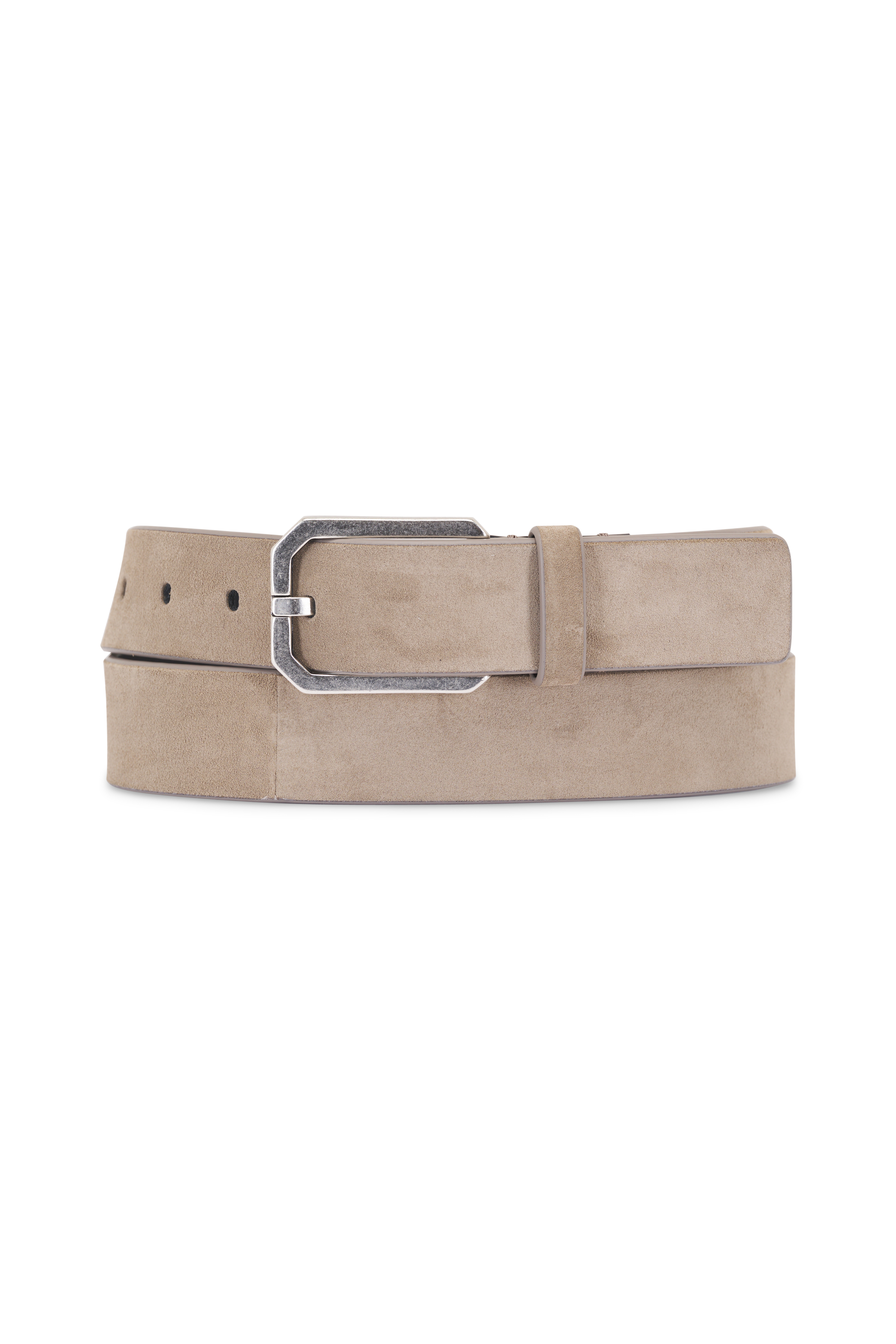 To Boot New York - Taupe Suede & Silver Square Buckle Belt