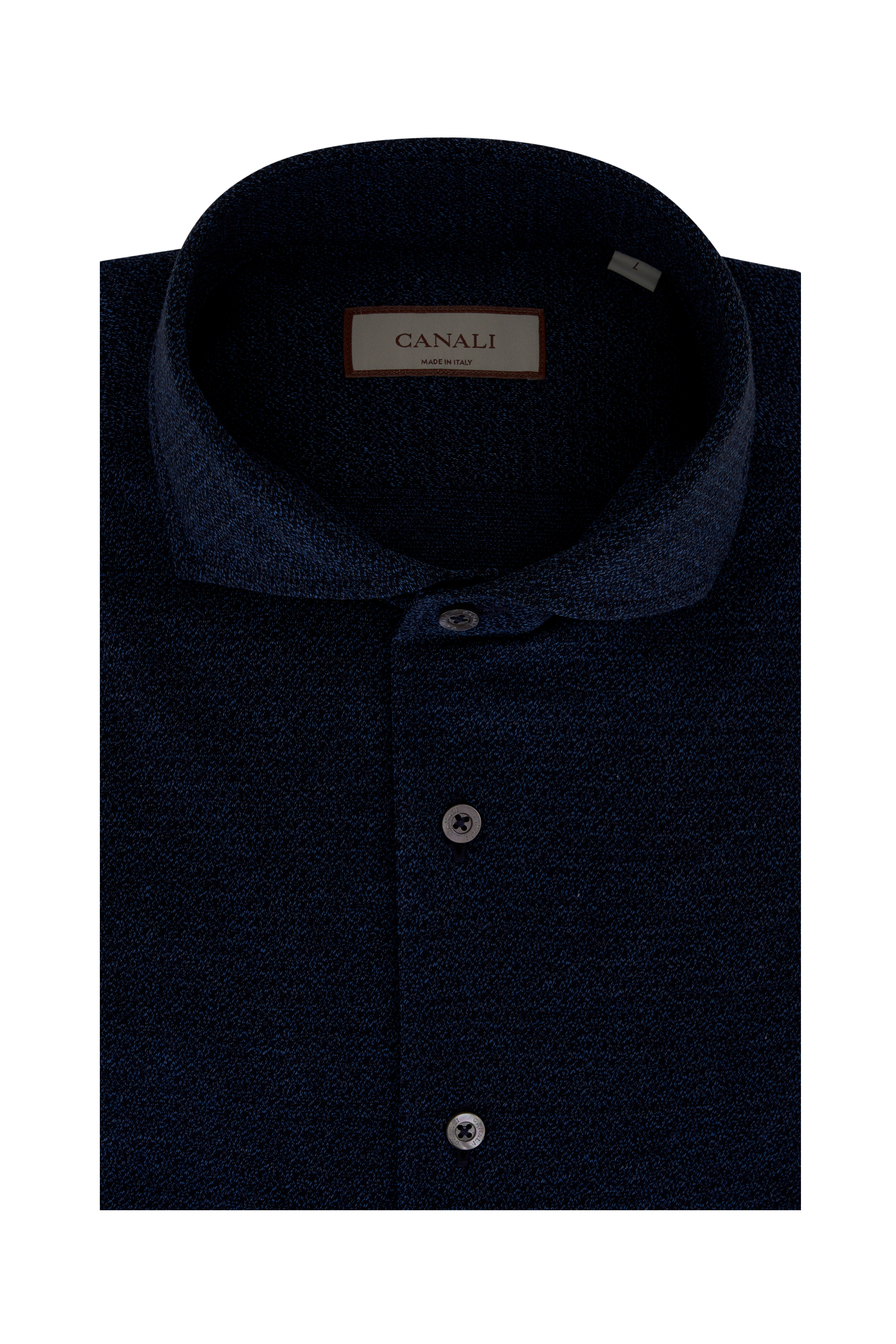 Shop Canali Collared Button-Down Jersey Shirt