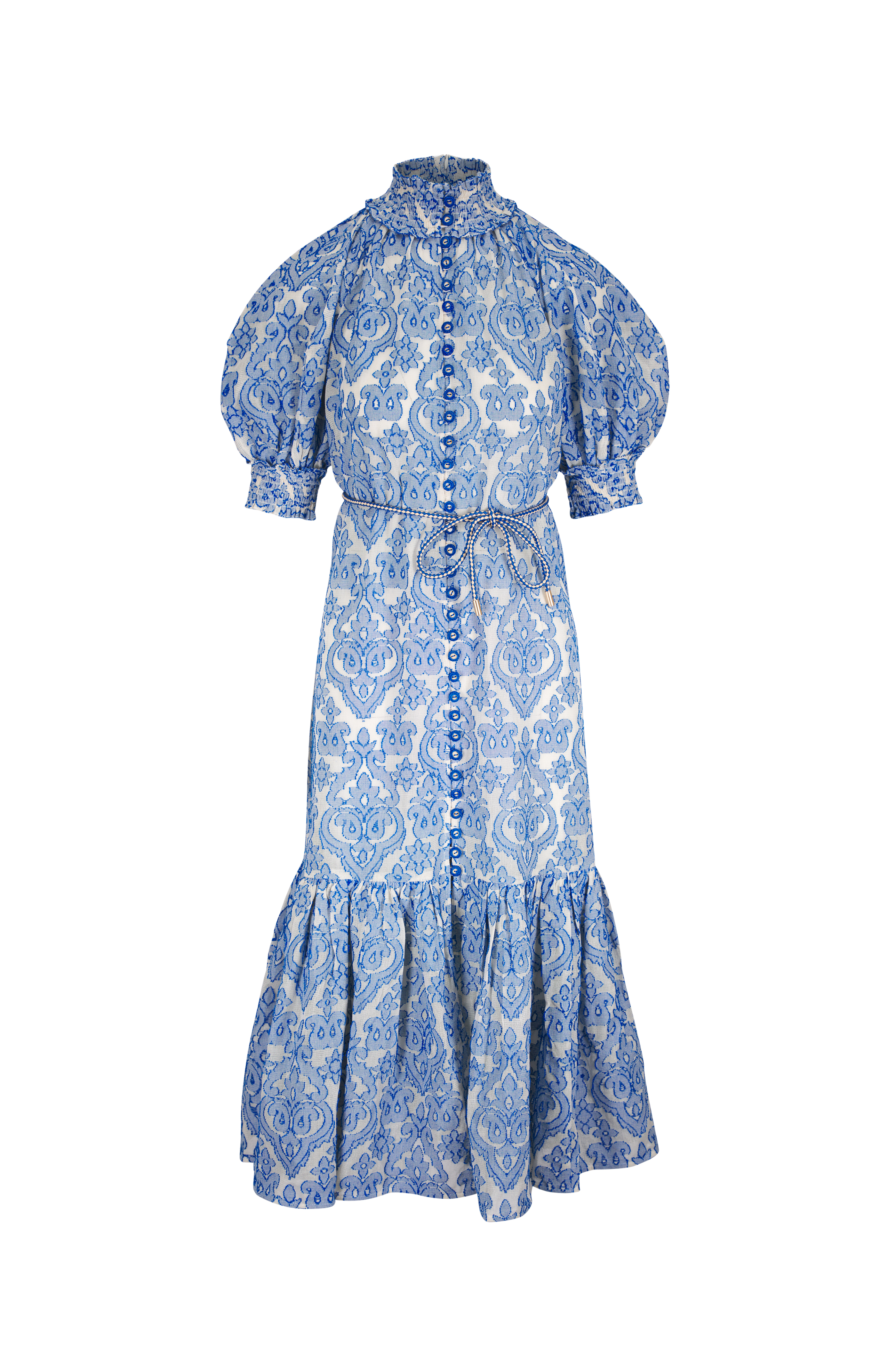 Zimmermann - Waverly Metallic Light Blue Tie Shoulder Dress