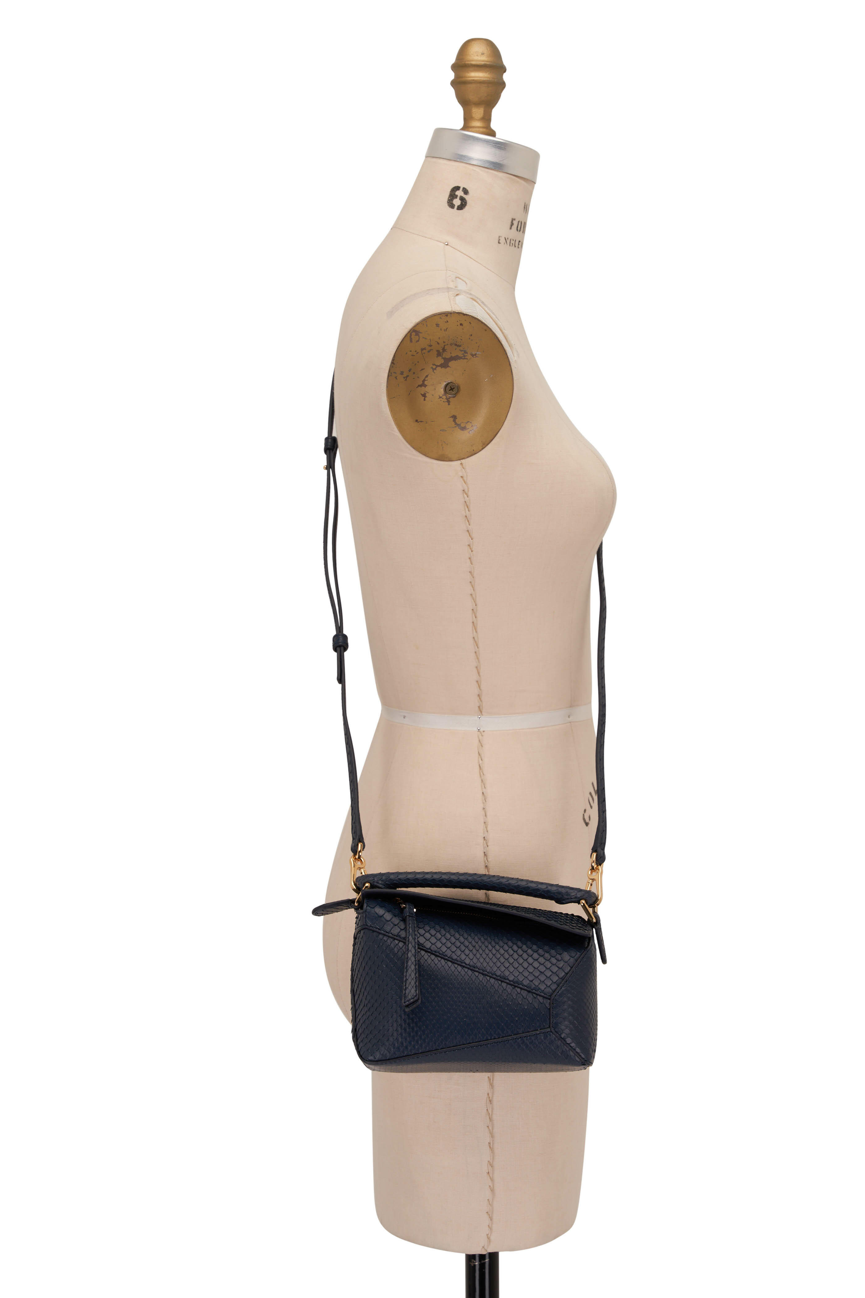 【LOEWE】Puzzle Edge Mini Bag in Deep Navy Loewe - Puzzle Edge Deep Navy Mini Bag | Mitchell Stores